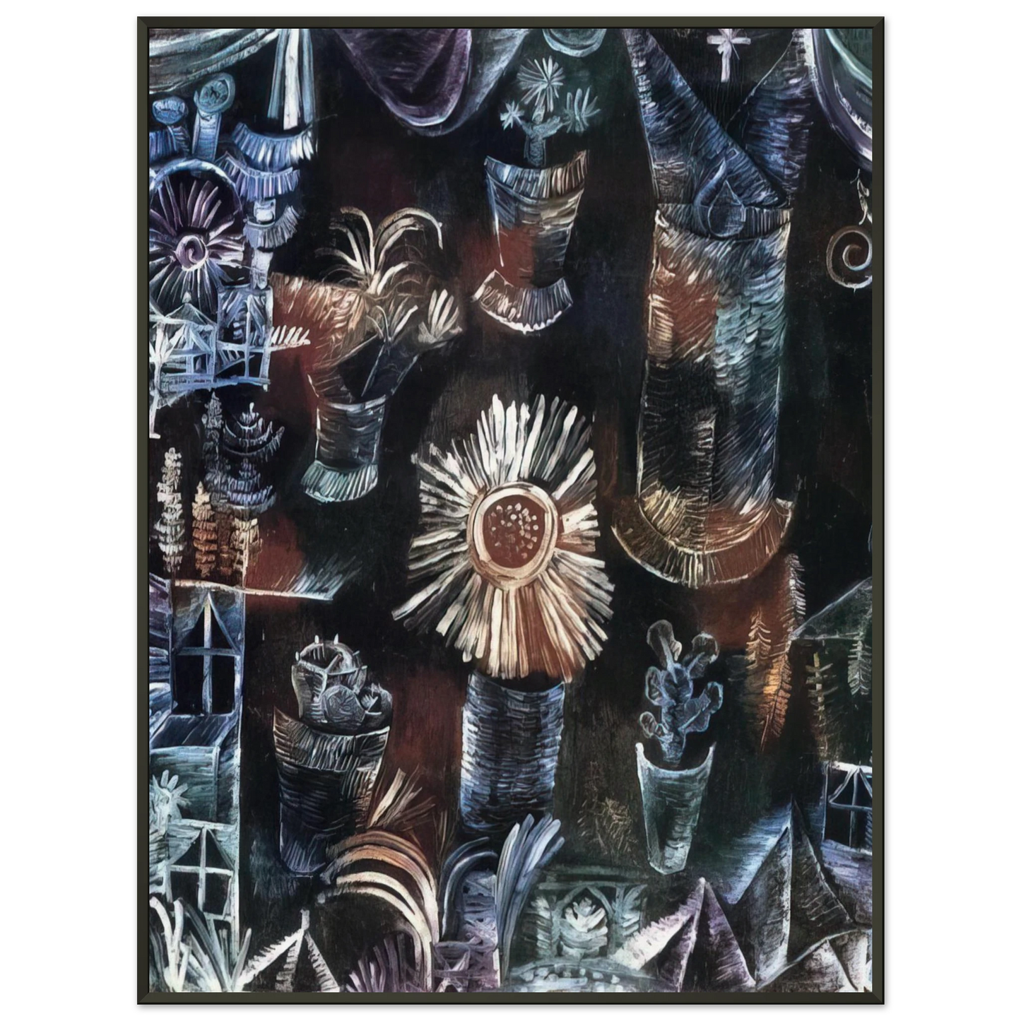 Paul Klee STILL LIFE WITH THISTLE BLOOM 1919 Framed Art Print - Aluminum Frame - 60x80 cm / 24x32 inches