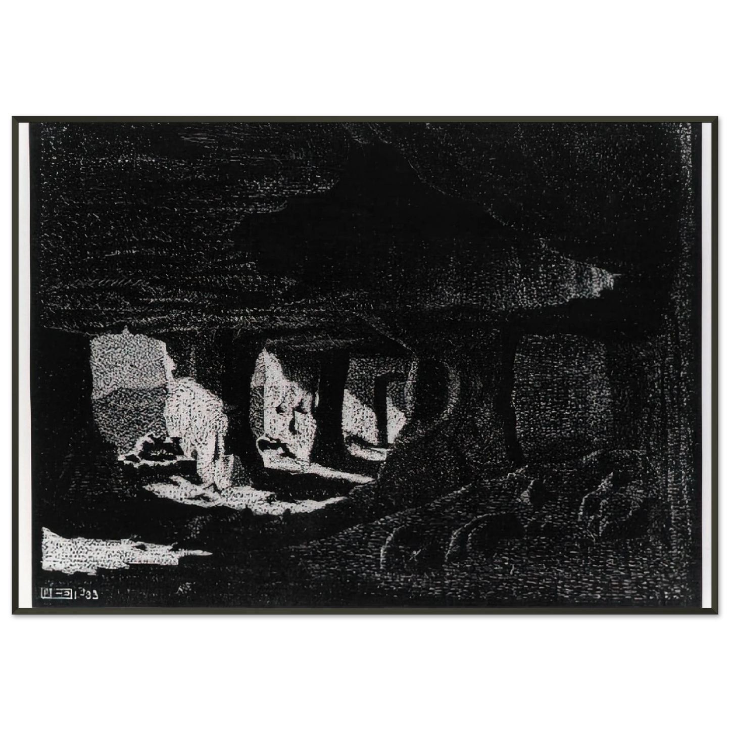 MC Escher  CAVE DWELLINGS NEAR SPERLINGA SICILY Framed Art Print  - Aluminum Frame - 21x29.7 cm / 8x12"