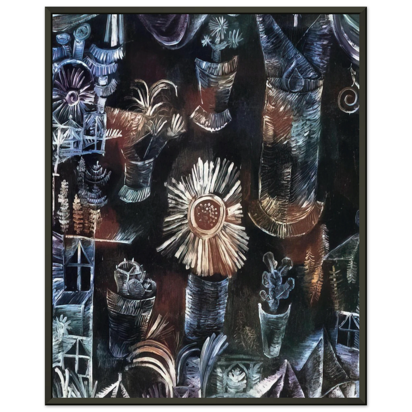 Paul Klee STILL LIFE WITH THISTLE BLOOM 1919 Framed Art Print - Aluminum Frame - 70x100 cm / 28x40 inches