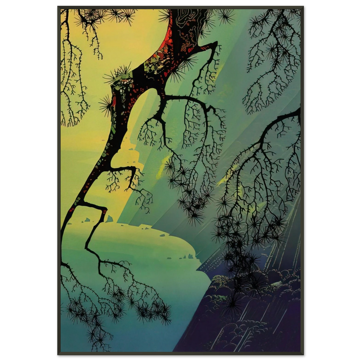 Eyvind Earle Fog Mist Framed Art Print - Aluminum Frame - 21x29.7 cm / 8x12"