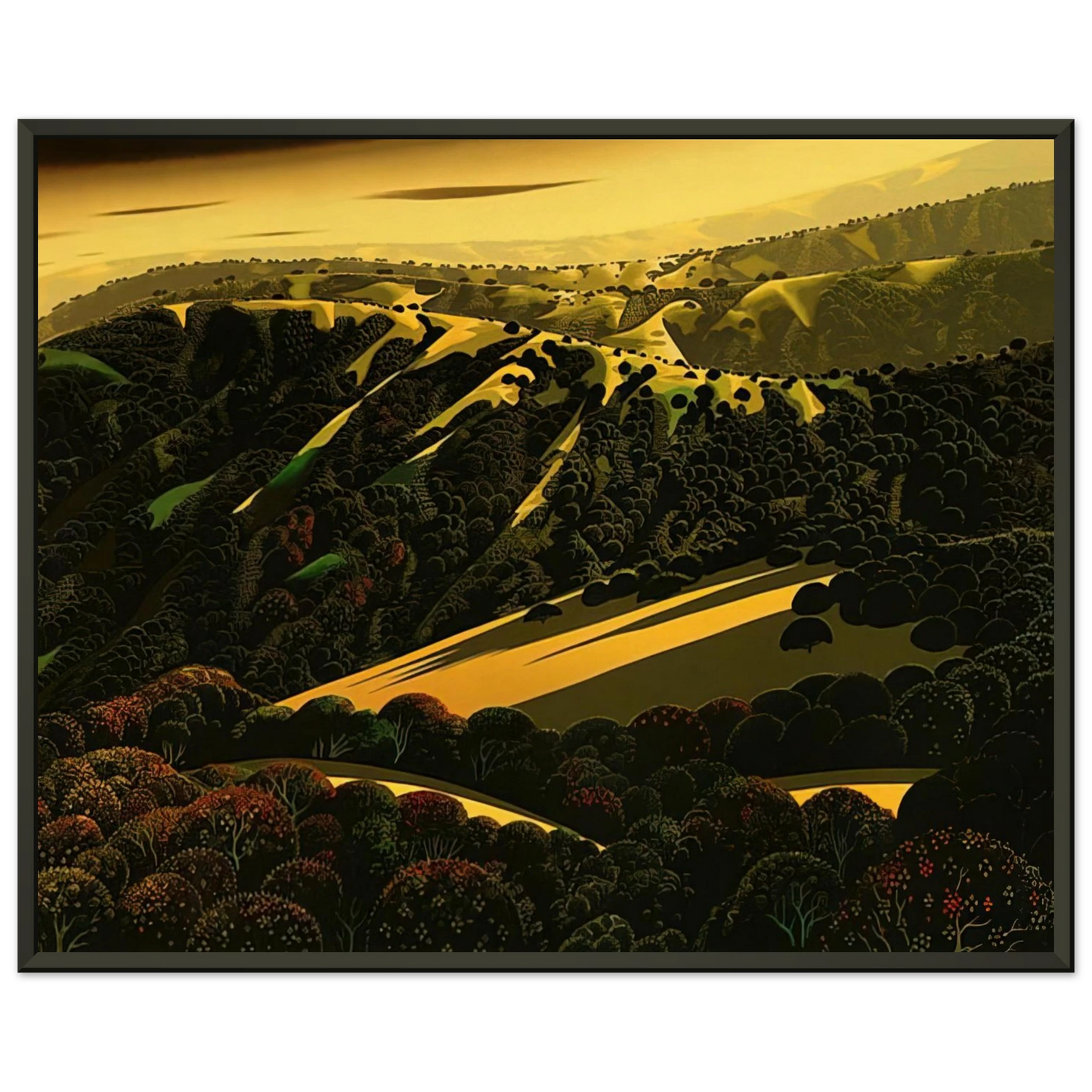 Eyvind Earle Santa Cruz Mountains Framed Art Print - Aluminum Frame - 60x80 cm / 24x32 inches