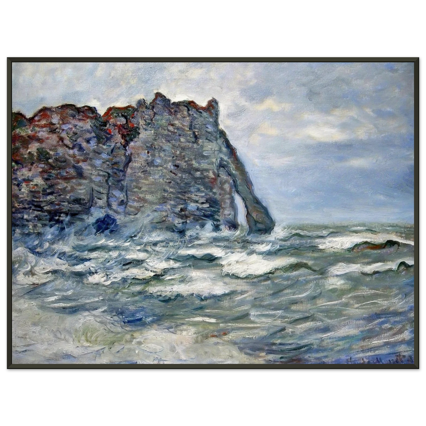 claude monet  Port dAval Rough Sea Framed Art Print  - Aluminum Frame - 60x80 cm / 24x32 inches