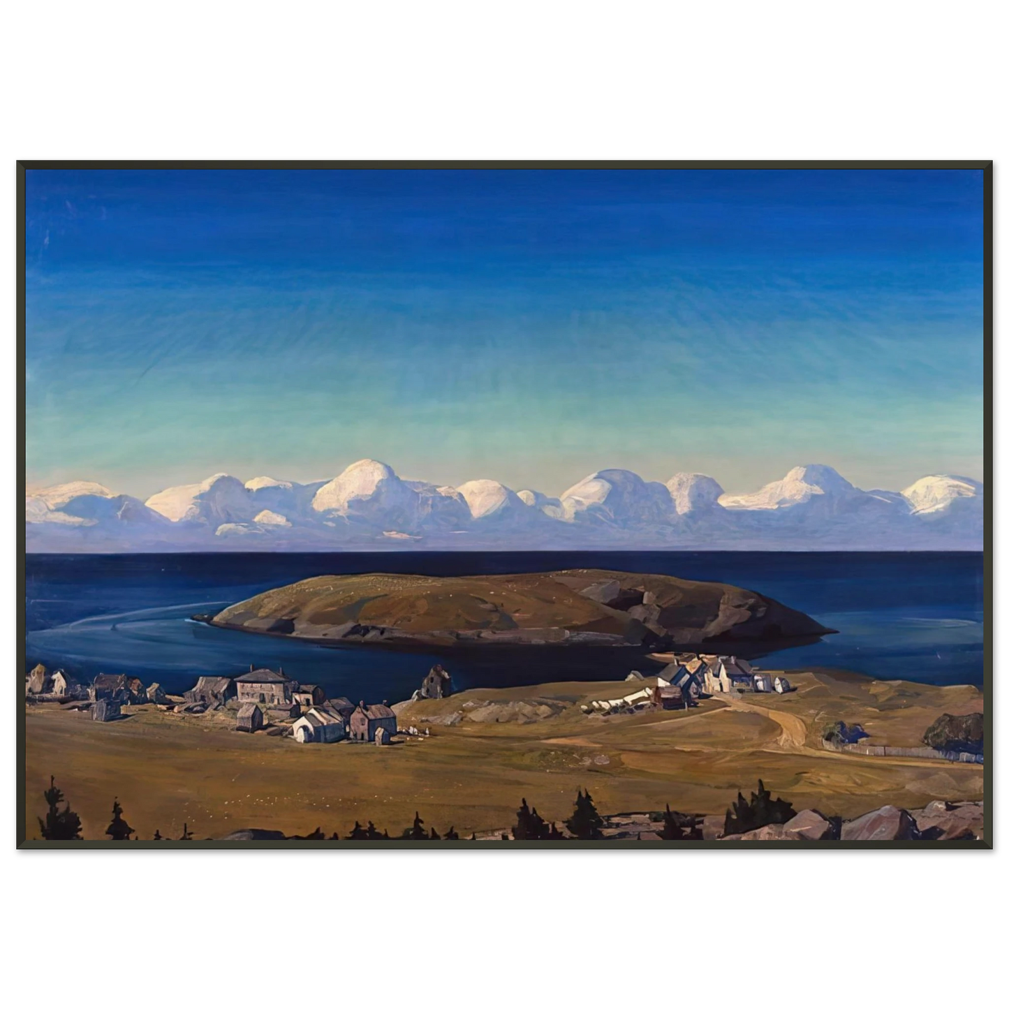 Rockwell Kent Island Village Coast of Maine Framed Art Print - Aluminum Frame - 21x29.7 cm / 8x12"