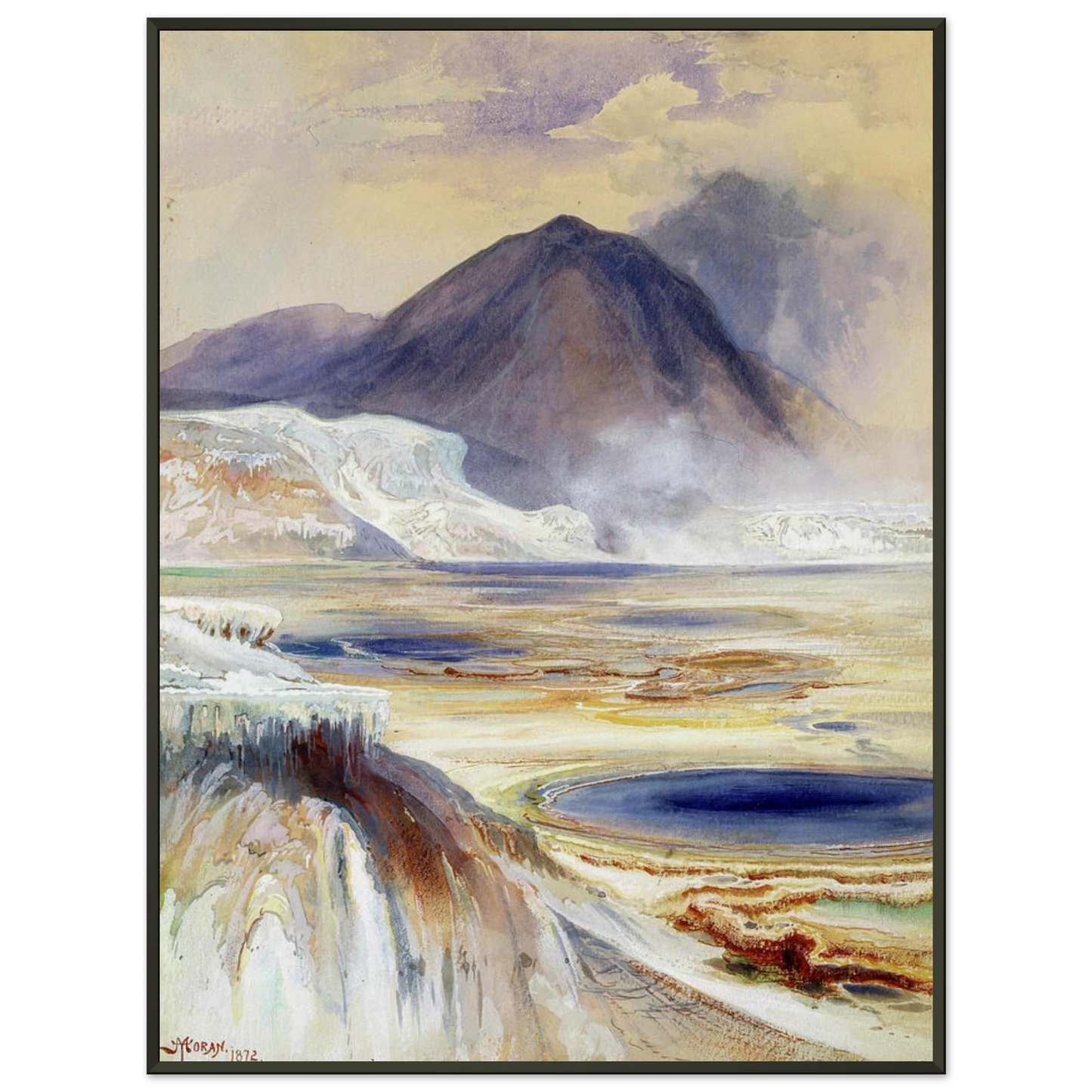 Thomas Moran Mammoth Hot Springs Yellowstone Framed Art Print - Aluminum Frame - 70x100 cm / 28x40 inches