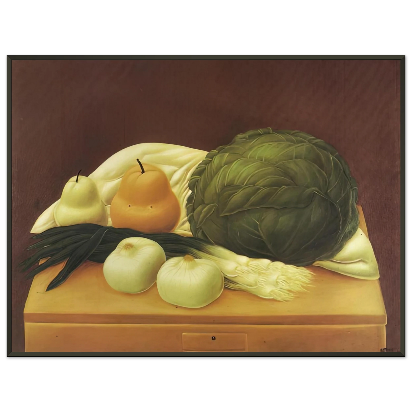 Fernando Botero KITCHEN TABLE Framed Art Print - Aluminum Frame - 60x80 cm / 24x32 inches