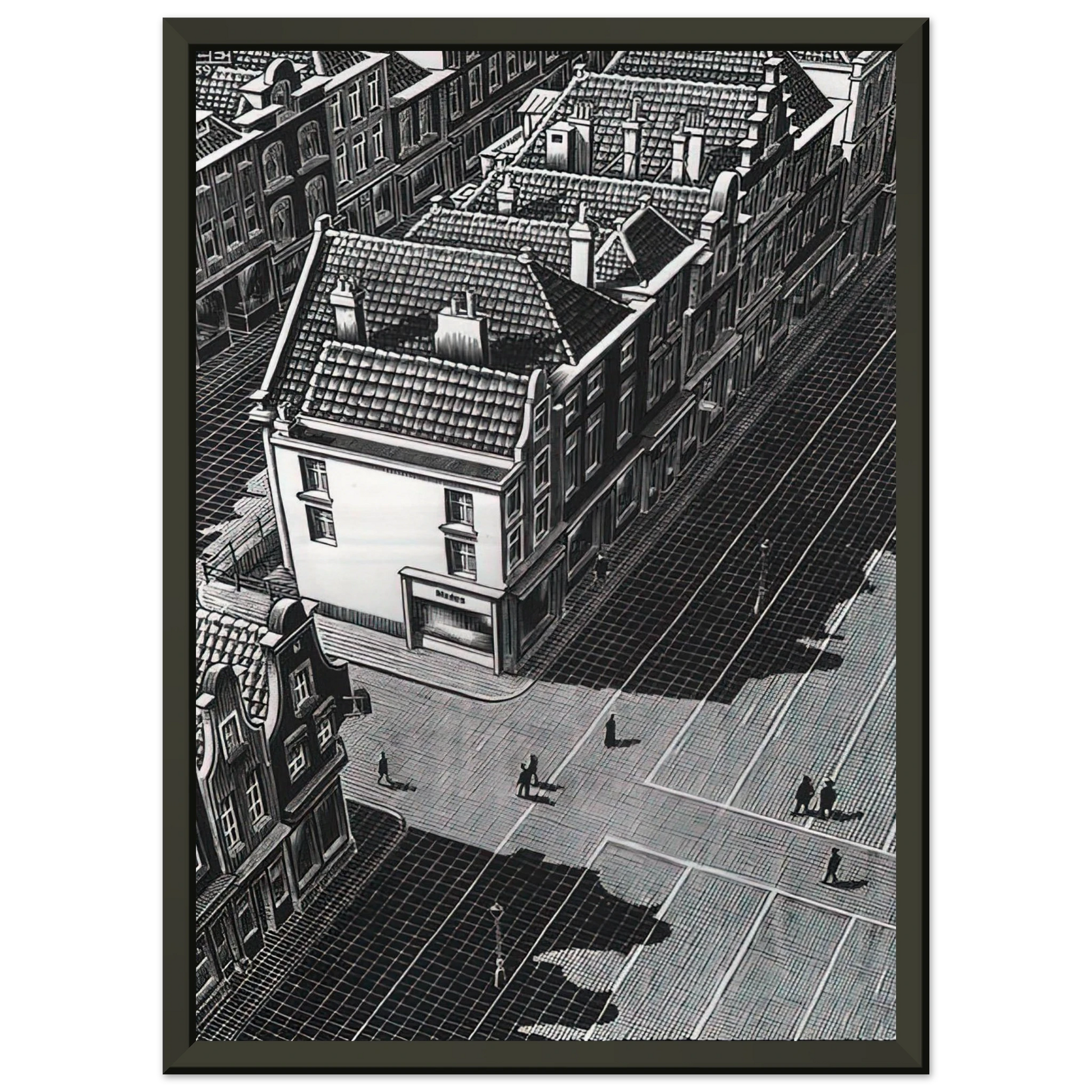 MC Escher  DELFT Framed Art Print  - Aluminum Frame - 40x50 cm / 16x20 inches