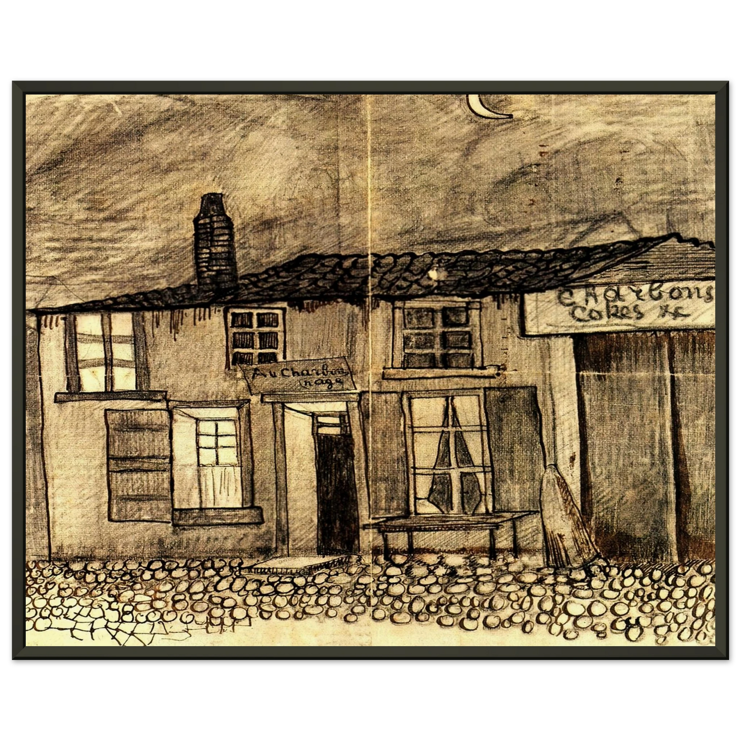Vincent van Gogh Au Charbonnage Cafe Framed Art Print - Aluminum Frame - 70x100 cm / 28x40 inches