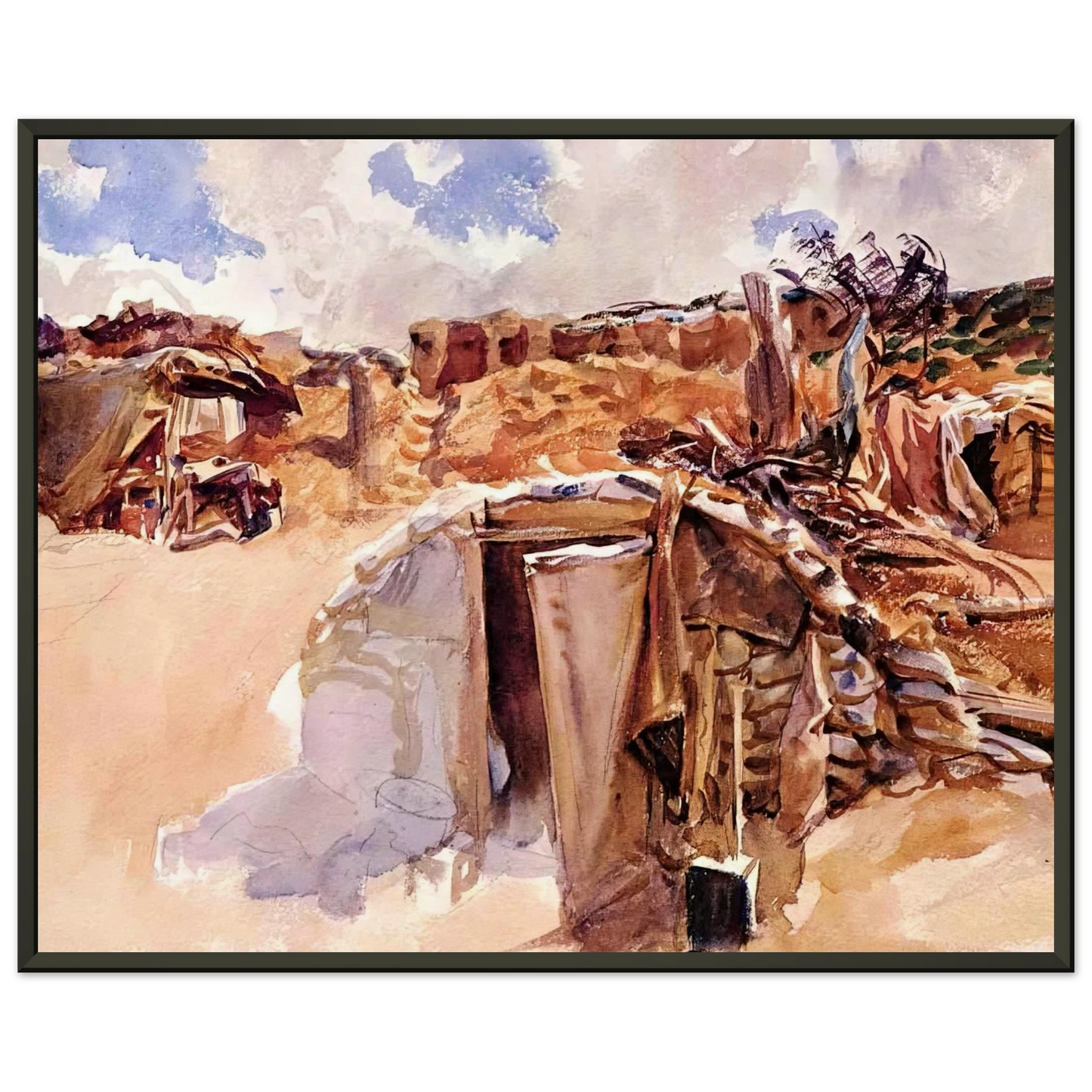 John Singer Sargent Dugout Framed Art Print - Aluminum Frame - 70x100 cm / 28x40 inches