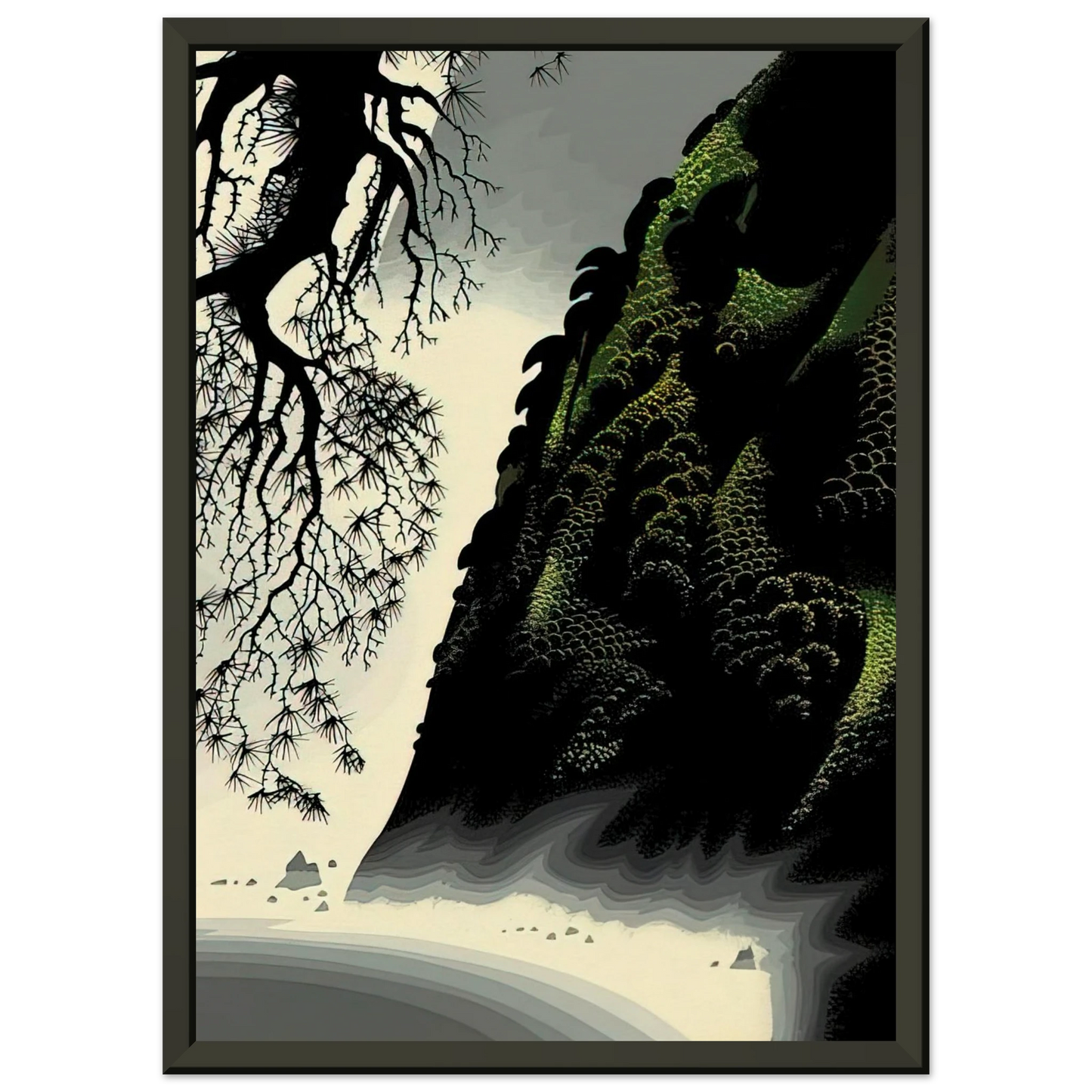 Eyvind Earle  Little Big Sur Framed Art Print  - Aluminum Frame - 40x50 cm / 16x20 inches
