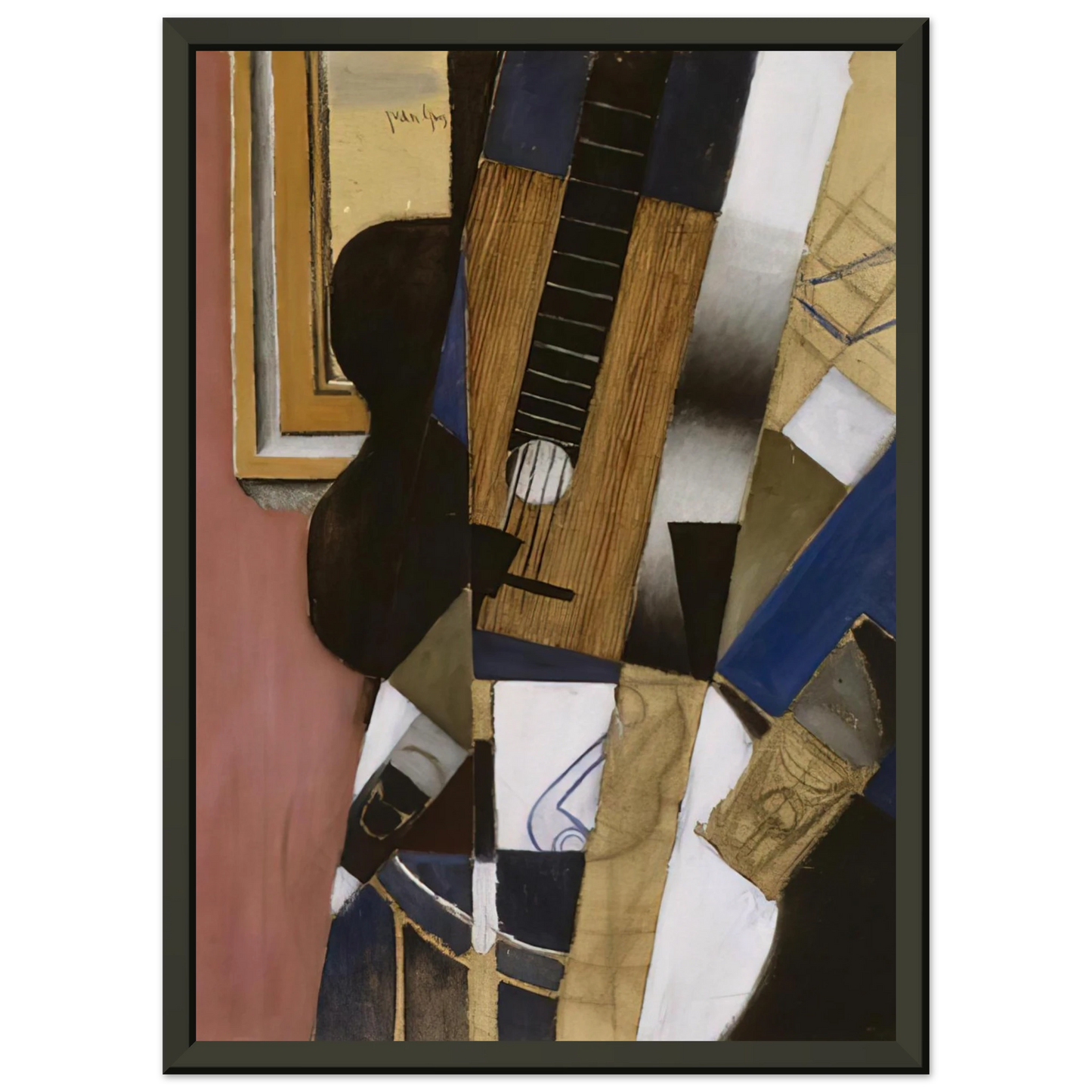 Juan Gris  GUITAR AND PIPE 1913 Framed Art Print  - Aluminum Frame - 60x80 cm / 24x32 inches