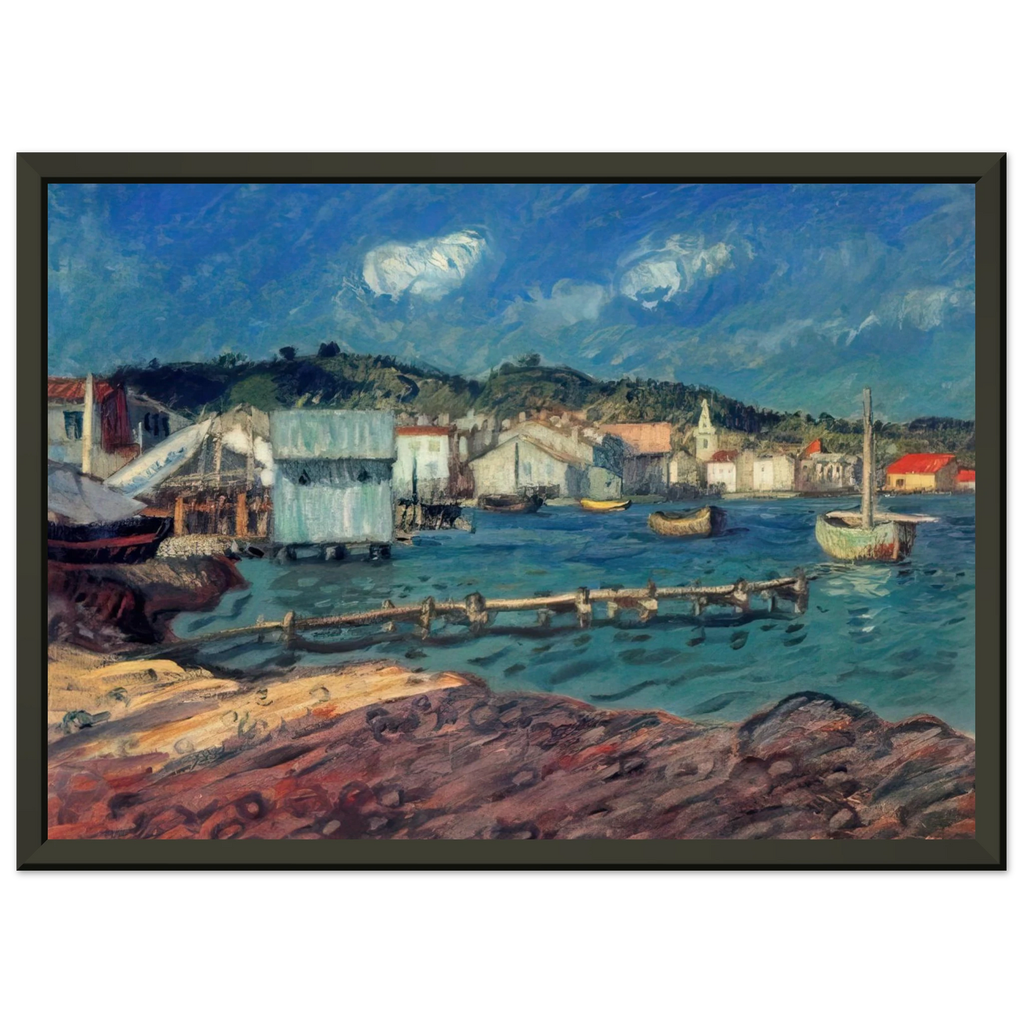 Raoul Dufy THE PORT OF MARTIGUES Framed Art Print - Aluminum Frame - 40x50 cm / 16x20 inches