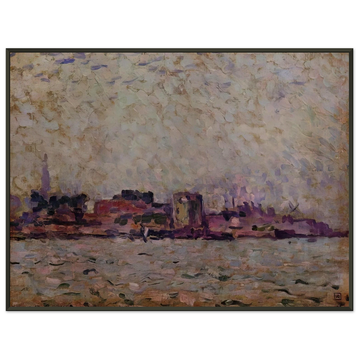 Theo van Rysselberghe MORNING FOG OVER THE PORT OF VEER HOLLAND 1906 Framed Art Print - Aluminum Frame - 70x100 cm / 28x40 inches