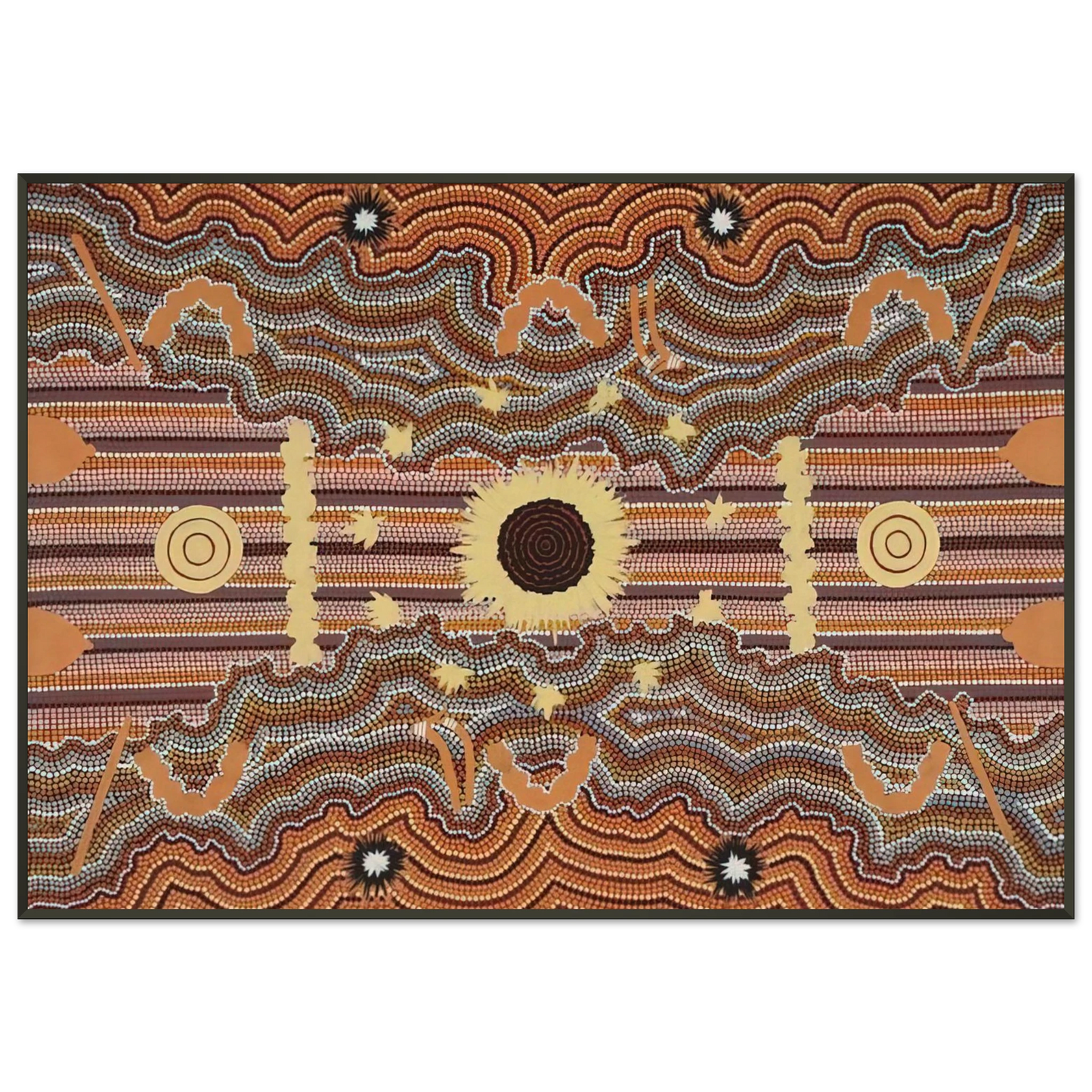 Clifford Possum Tjapaltjarri Untitled 1990 Framed Art Print - Aluminum Frame - 21x29.7 cm / 8x12"