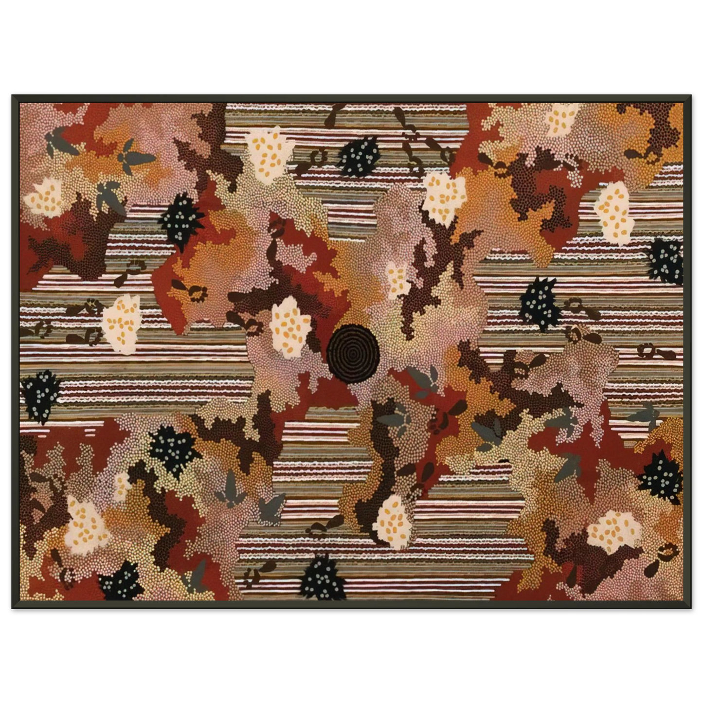 Clifford Possum Tjapaltjarri Wildflowers at Yabbierangu 1991 Framed Art Print - Aluminum Frame - 60x80 cm / 24x32 inches