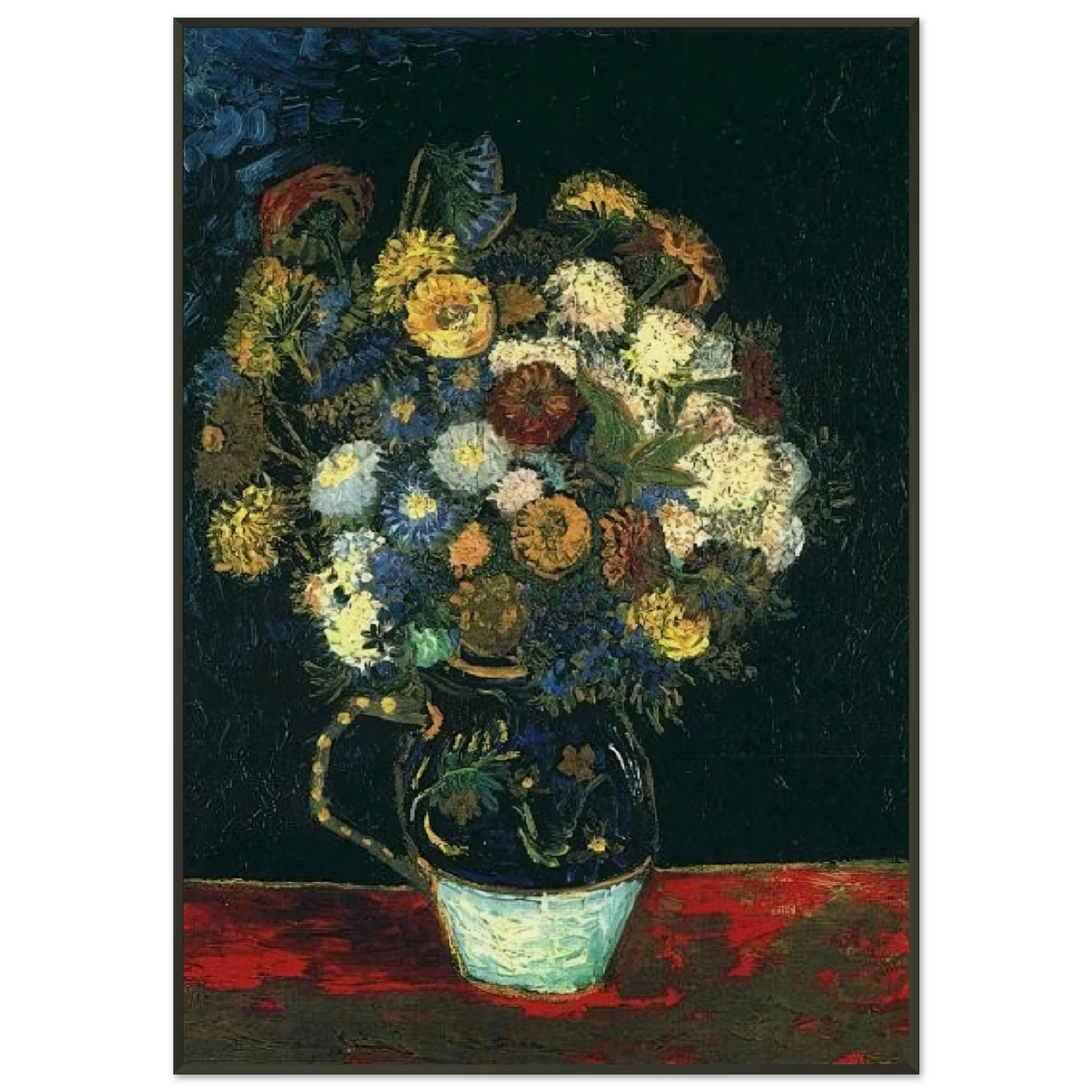 Vincent van Gogh  Still Life Vase with Zinnias Framed Art Print  - Aluminum Frame - 21x29.7 cm / 8x12"