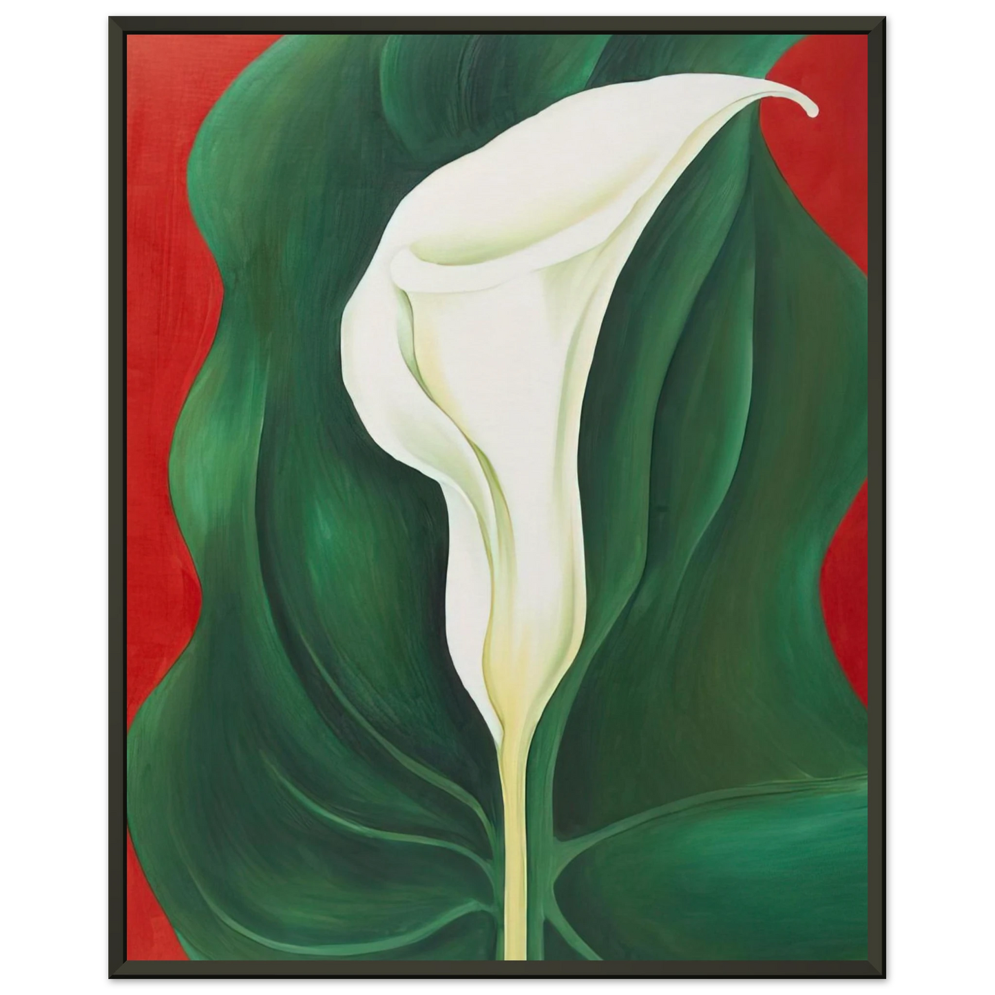 Georgia OKeeffe Single Calla Lily Red Framed Art Print - Aluminum Frame - 70x100 cm / 28x40 inches