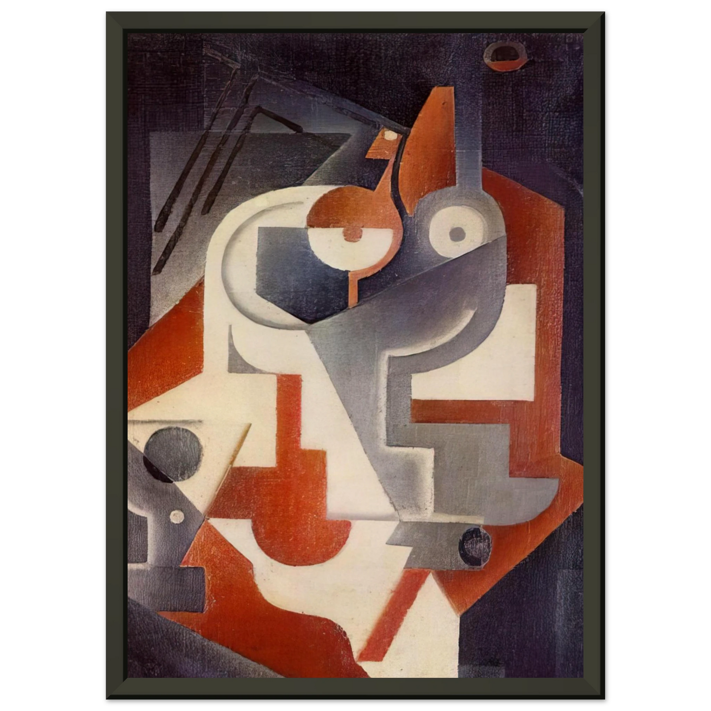 Juan Gris  NEWSPAPER GLASS AND PEAR 1917 Framed Art Print  - Aluminum Frame - 40x50 cm / 16x20 inches