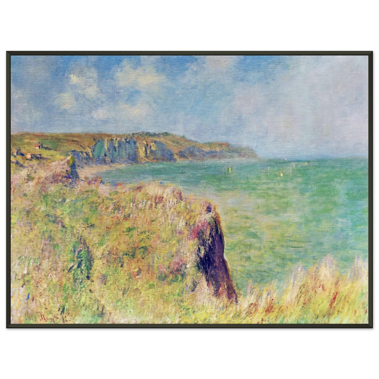 claude monet  Edge of the Cliff at Pourville Framed Art Print  - Aluminum Frame - 70x100 cm / 28x40 inches