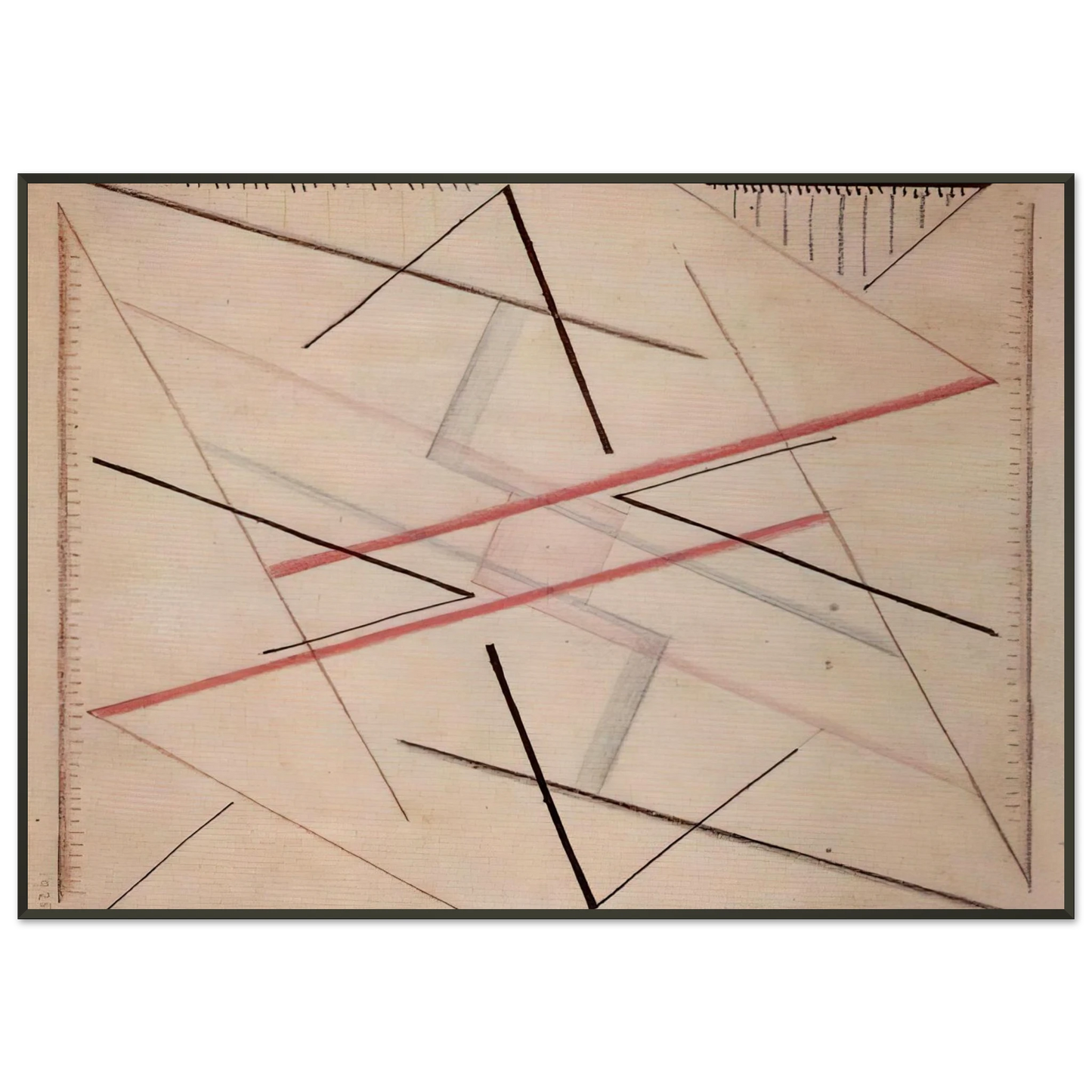Bice Lazzari Astrazione di una linea n 2 disegno 1925 Framed Art Print - Aluminum Frame - 21x29.7 cm / 8x12"