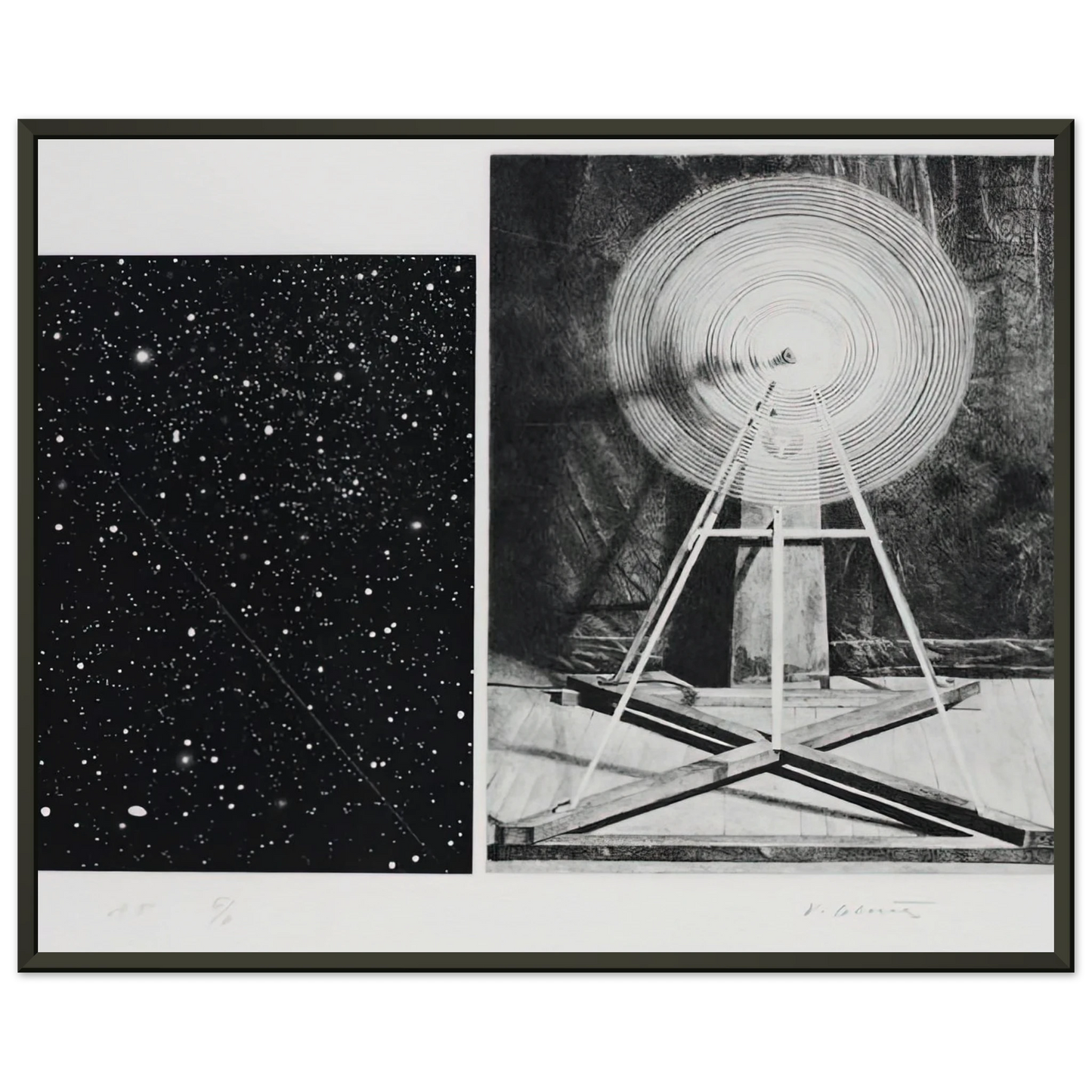 Vija Celmins CONCENTRIC BEARINGS A 1984 Framed Art Print - Aluminum Frame - 70x100 cm / 28x40 inches