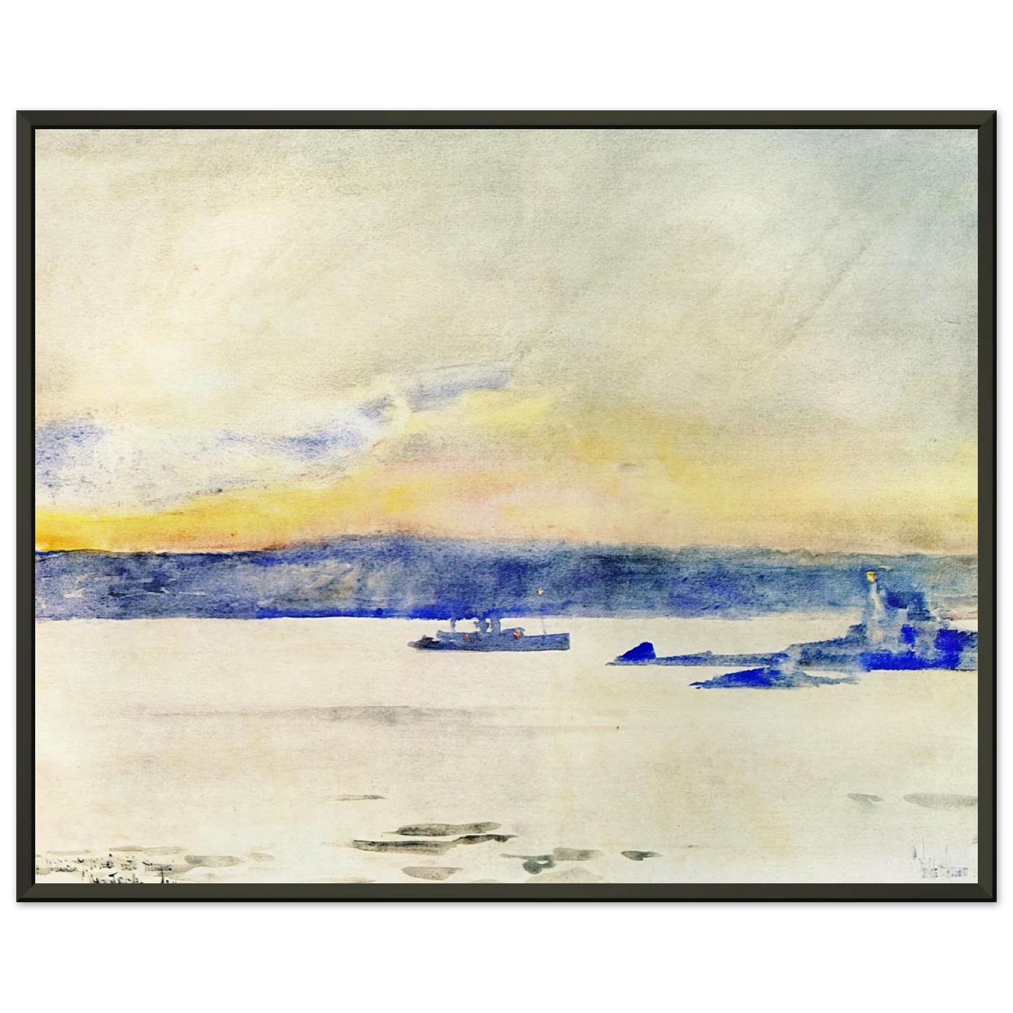 Childe Hassam Afterglow Gloucester Harbor aka Ten Pound Island LIght Framed Art Print - Aluminum Frame - 70x100 cm / 28x40 inches