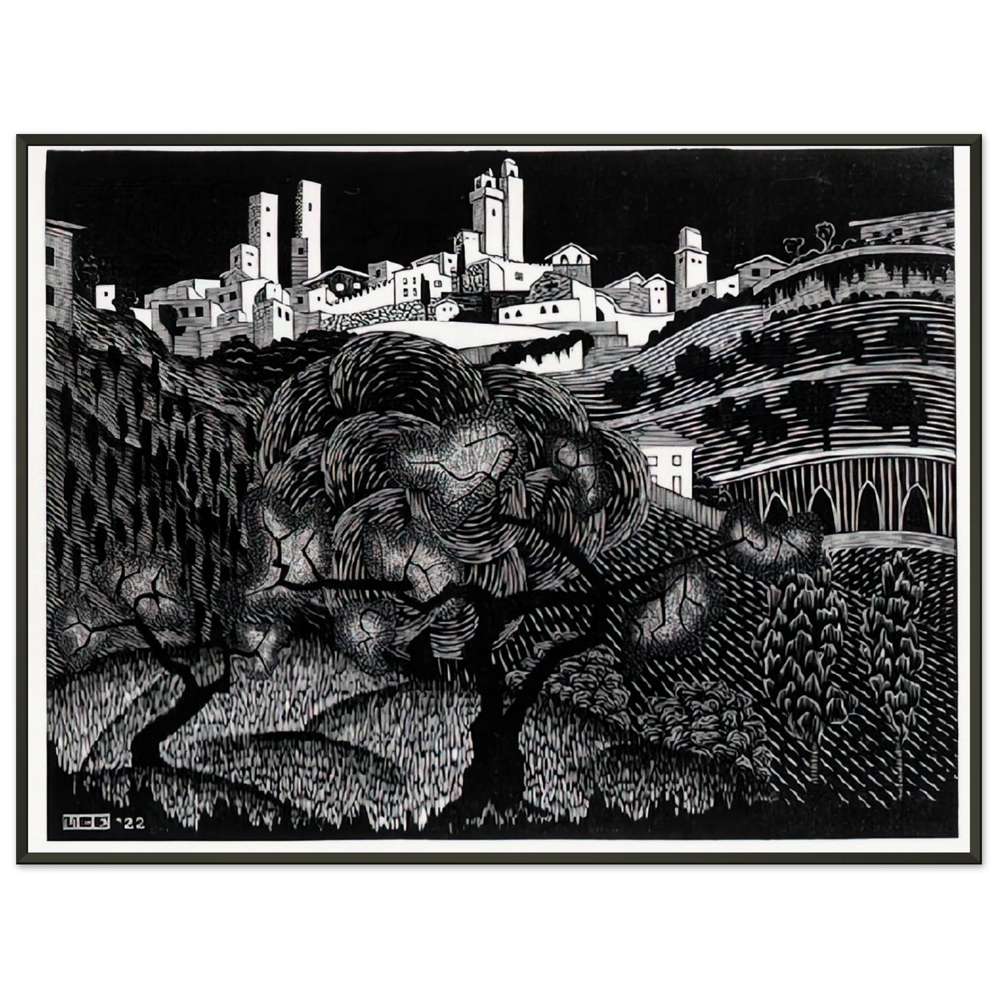 MC Escher  ESCHER 10 Framed Art Print  - Aluminum Frame - 70x100 cm / 28x40 inches