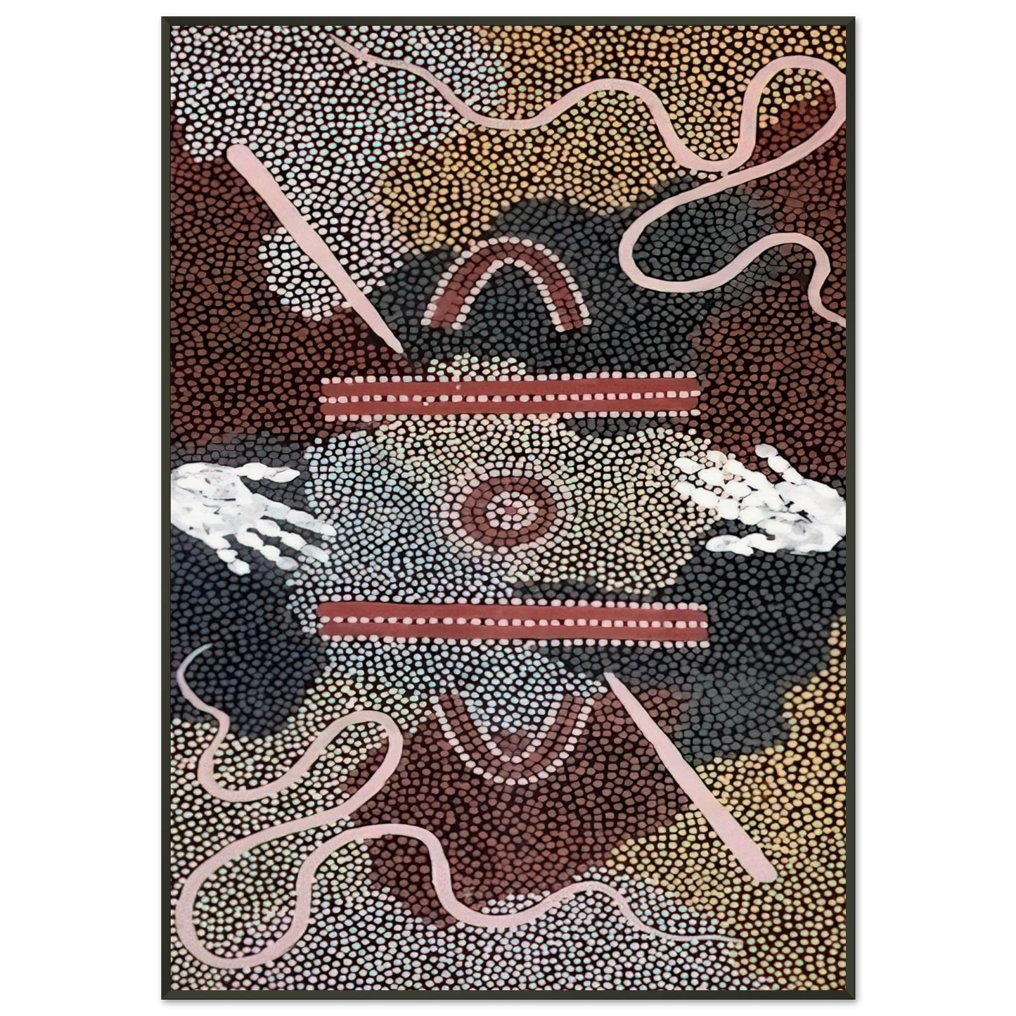 Clifford Possum Tjapaltjarri Initiation Ceremony 1998 Framed Art Print - Aluminum Frame - 21x29.7 cm / 8x12"