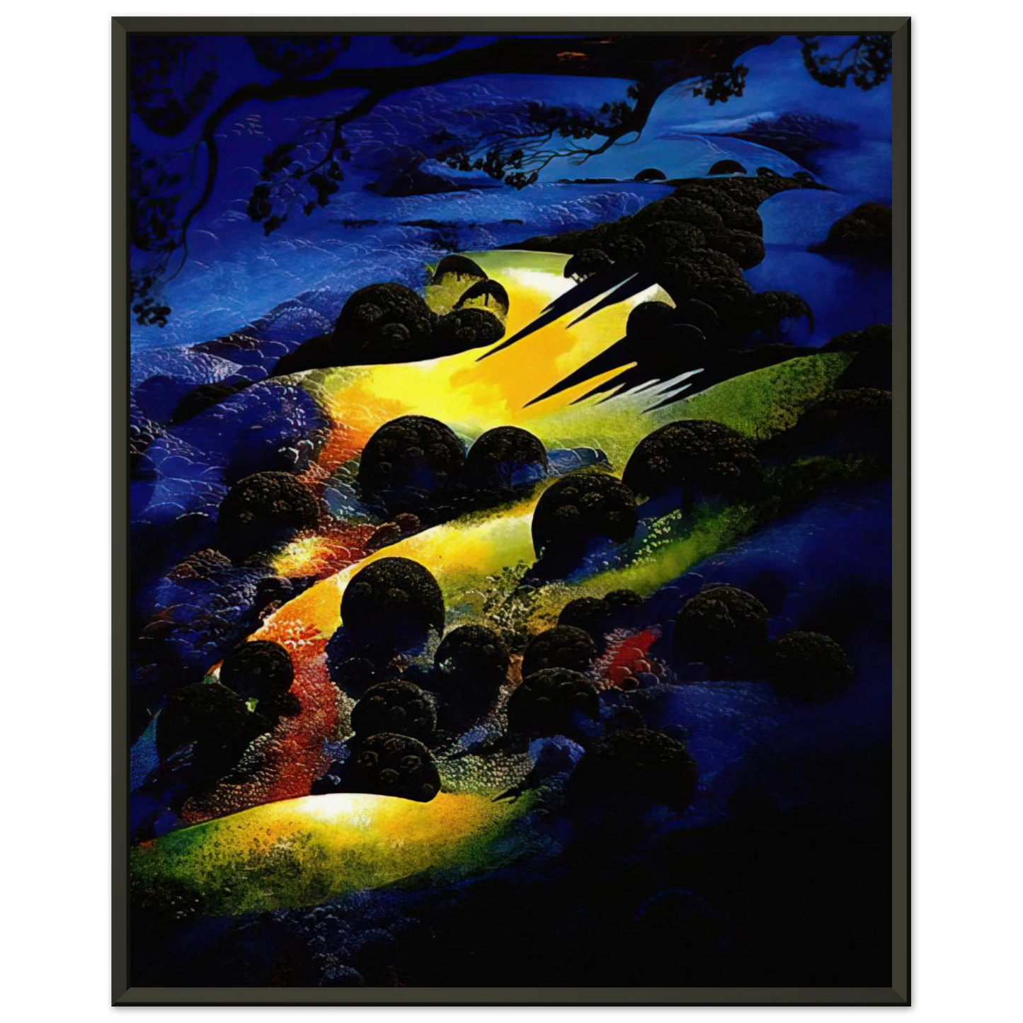 Eyvind Earle Sunset Flame Framed Art Print - Aluminum Frame - 40x50 cm / 16x20 inches