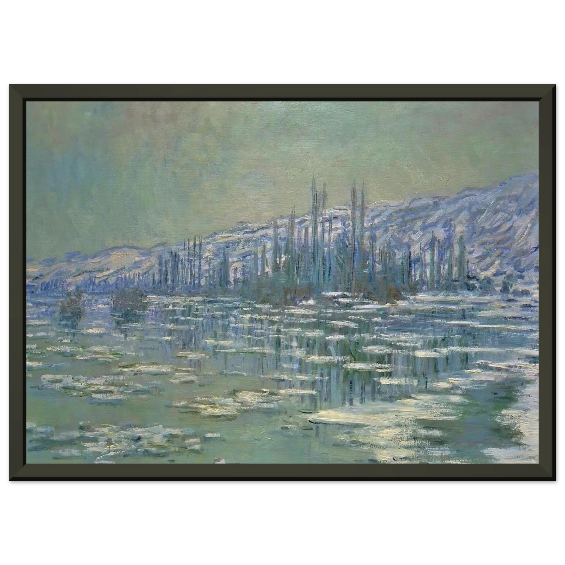 claude monet  Ice Floes on Siene Framed Art Print  - Aluminum Frame - 40x50 cm / 16x20 inches