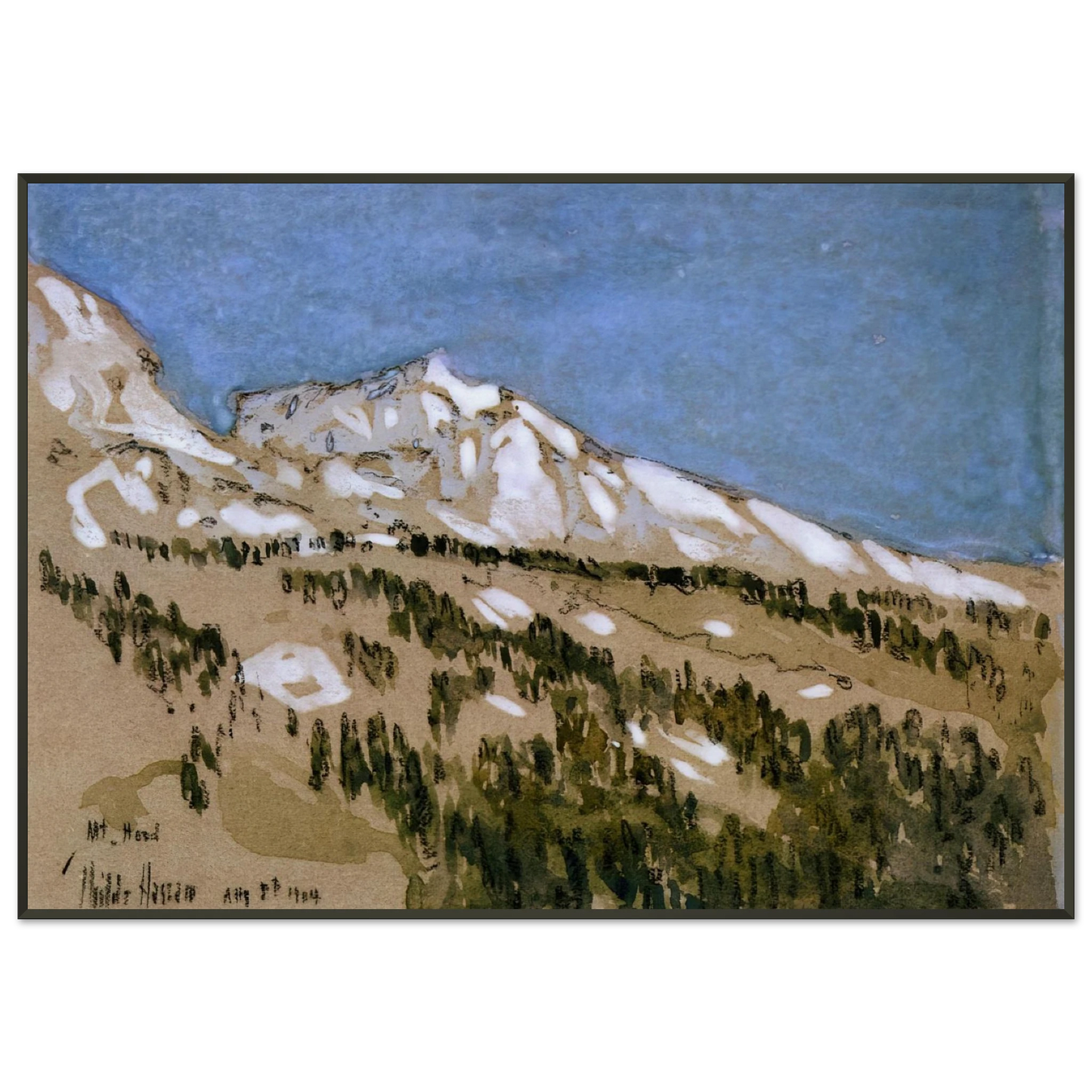 Childe Hassam Mt Hood Oregon Framed Art Print - Aluminum Frame - 21x29.7 cm / 8x12"