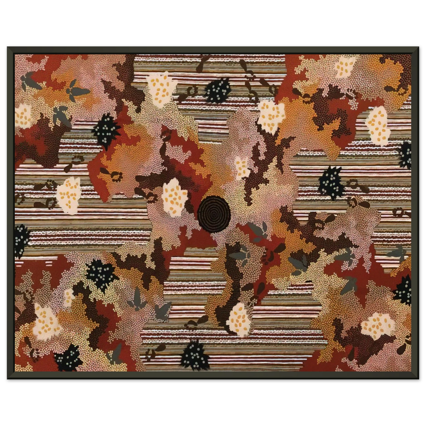 Clifford Possum Tjapaltjarri Wildflowers at Yabbierangu 1991 Framed Art Print - Aluminum Frame - 40x50 cm / 16x20 inches