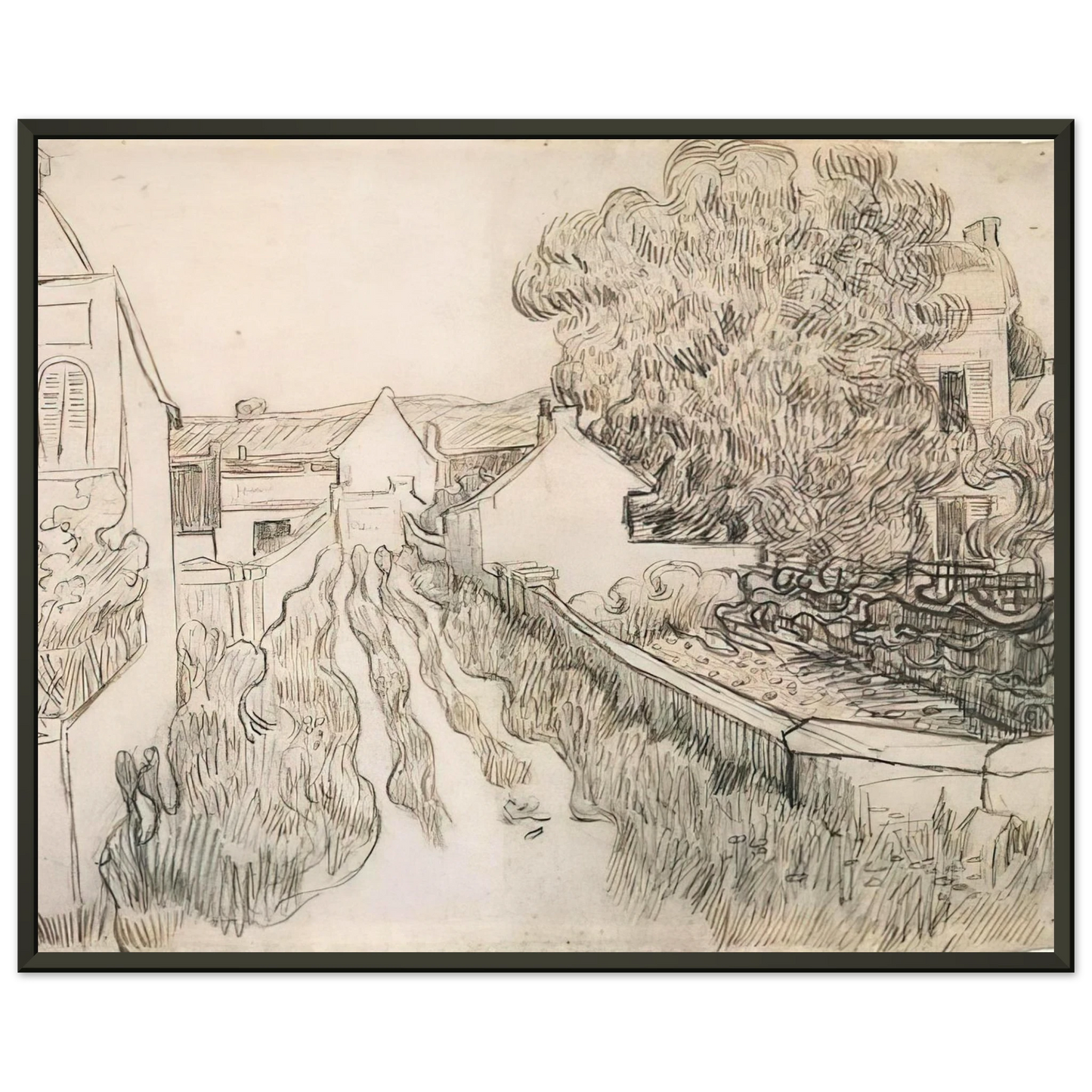 Vincent van Gogh Village Street Framed Art Print - Aluminum Frame - 60x80 cm / 24x32 inches