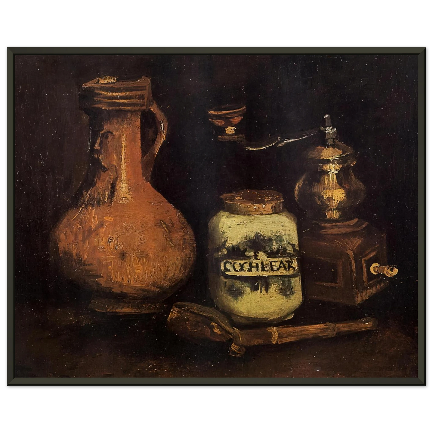 Vincent van Gogh  Still Life with Coffee Mill Pipe Case and Jug Framed Art Print  - Aluminum Frame - 70x100 cm / 28x40 inches