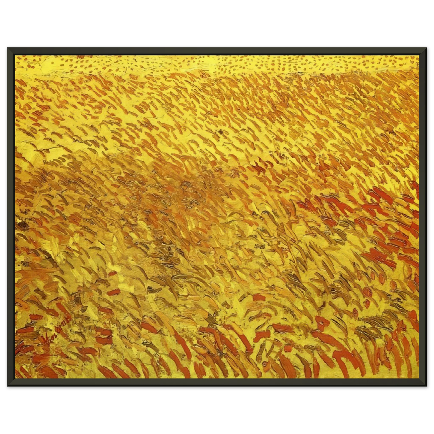 Vincent van Gogh  Summer Evening Wheatfield with Setting sun Framed Art Print  - Aluminum Frame - 60x80 cm / 24x32 inches