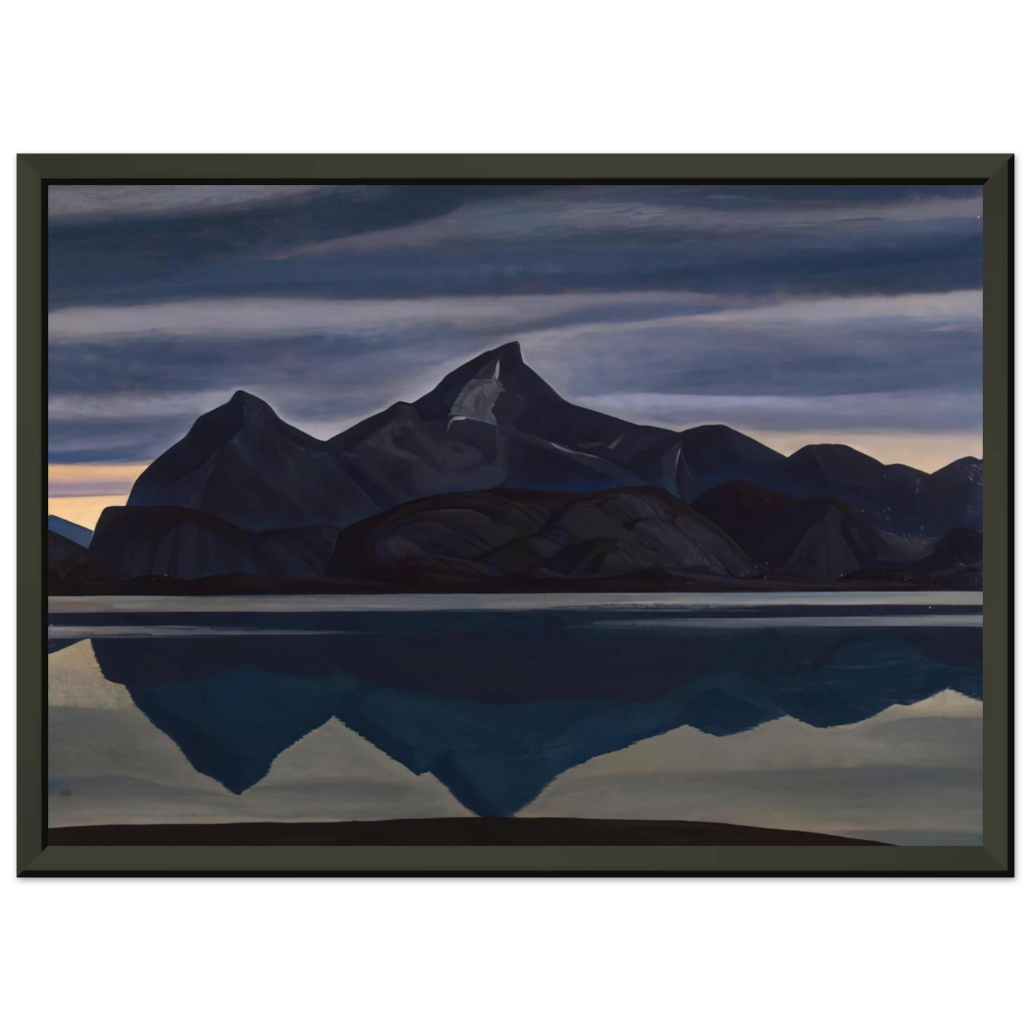 Rockwell Kent Mirrored Mountain South Greenland Framed Art Print - Aluminum Frame - 70x100 cm / 28x40 inches
