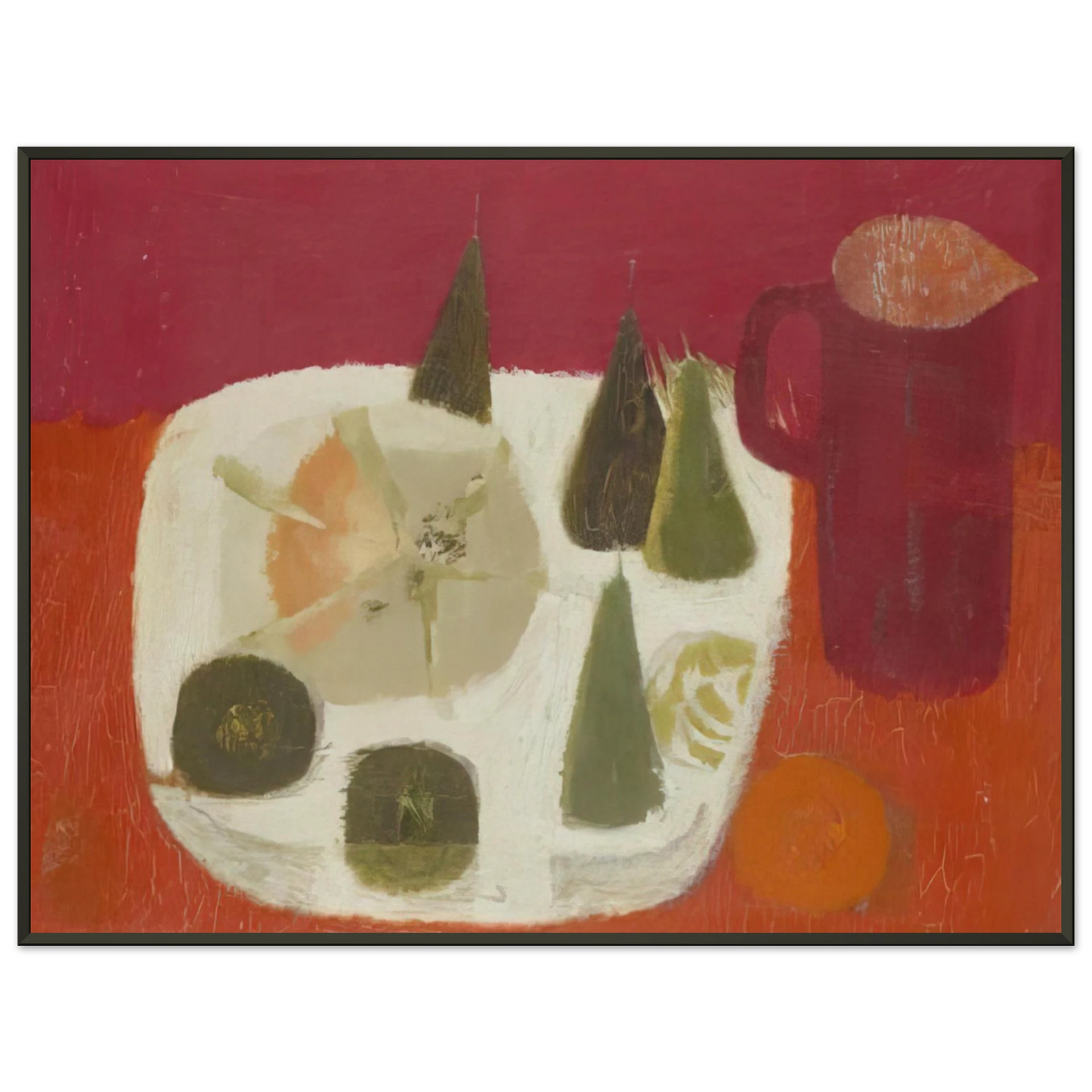 Mary Fedden Red Jug 1968 Framed Art Print - Aluminum Frame - 60x80 cm / 24x32 inches