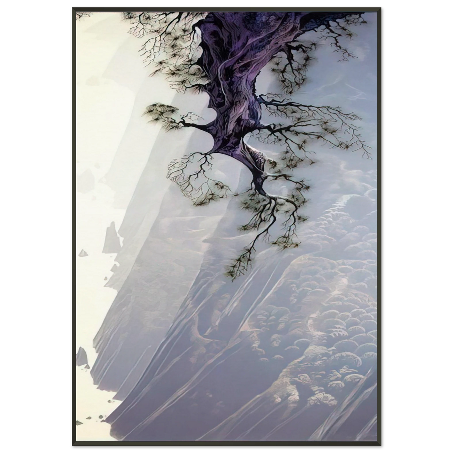 Eyvind Earle  Mountain Rise Framed Art Print  - Aluminum Frame - 21x29.7 cm / 8x12"