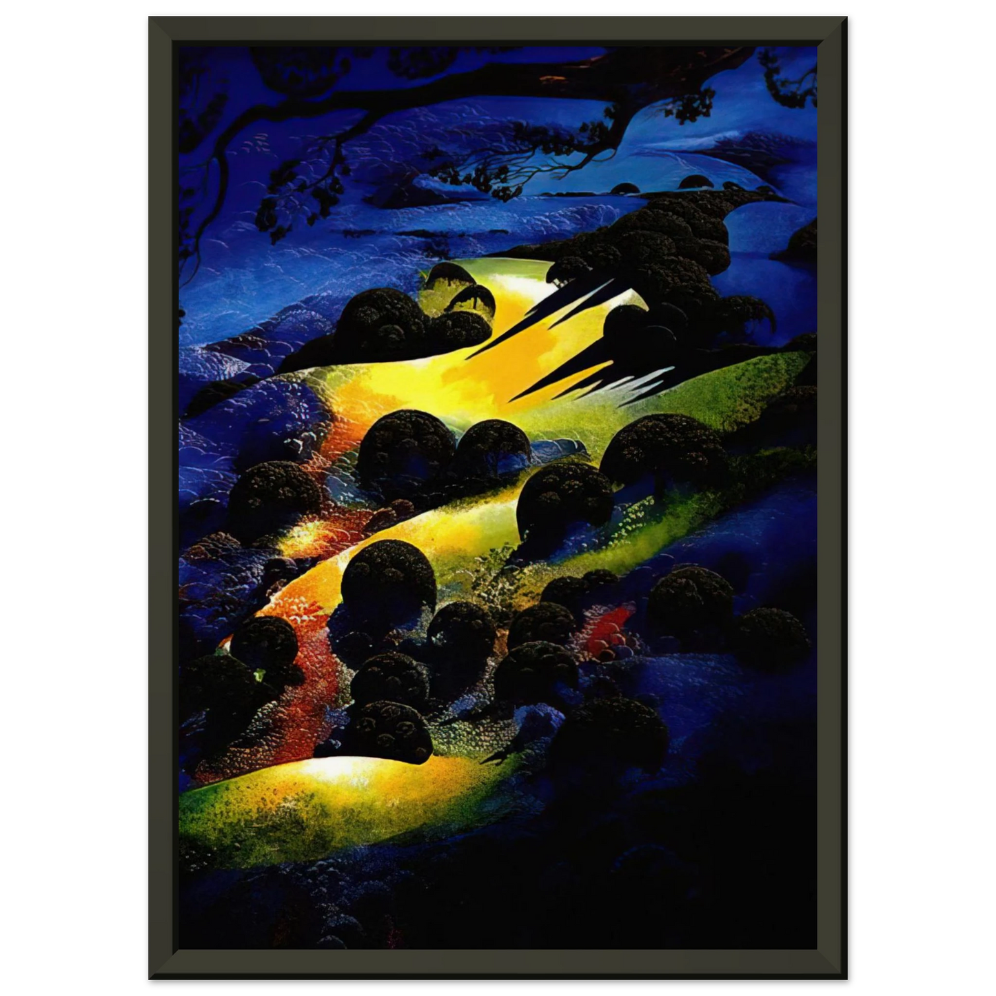 Eyvind Earle Sunset Flame Framed Art Print - Aluminum Frame - 70x100 cm / 28x40 inches
