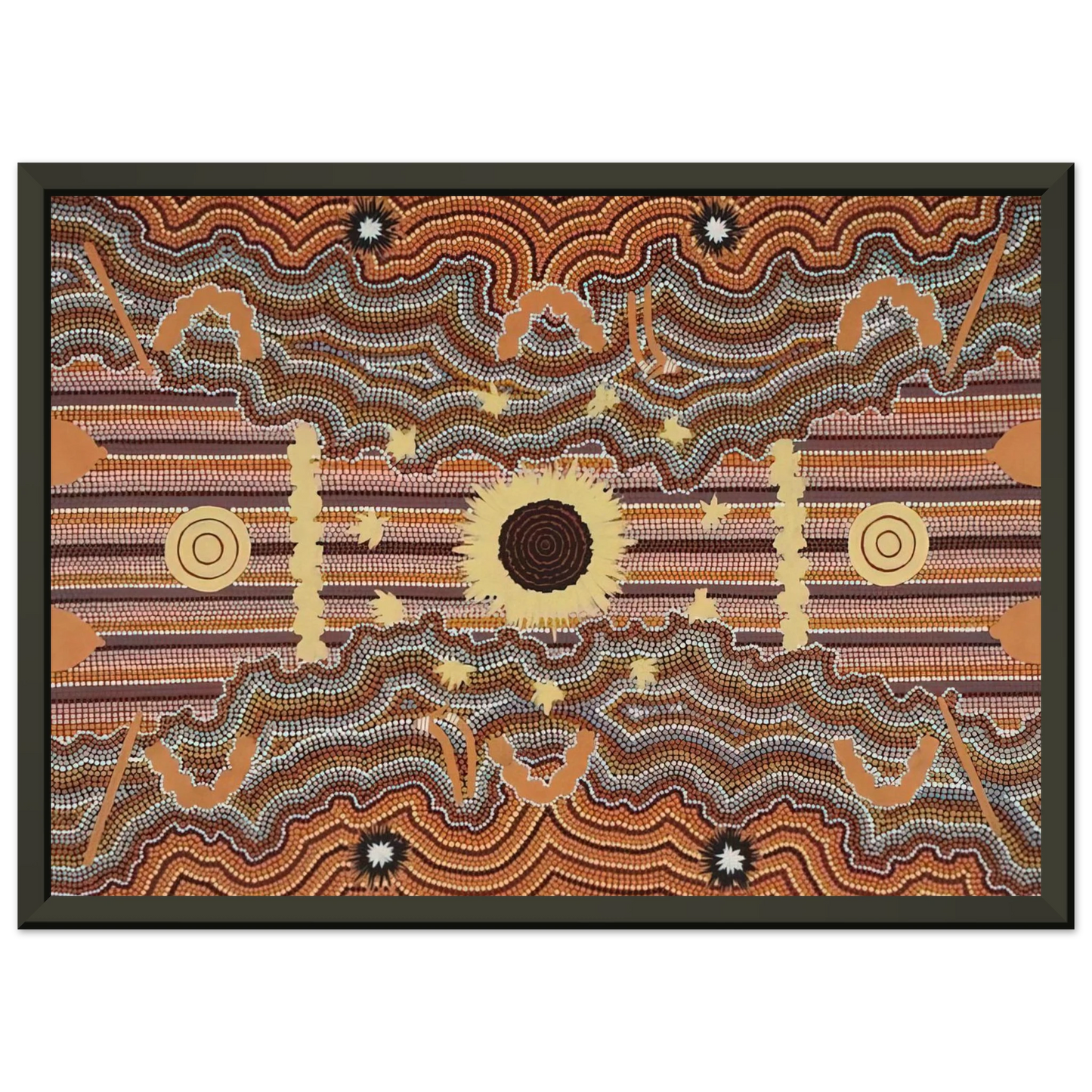 Clifford Possum Tjapaltjarri Untitled 1990 Framed Art Print - Aluminum Frame - 70x100 cm / 28x40 inches