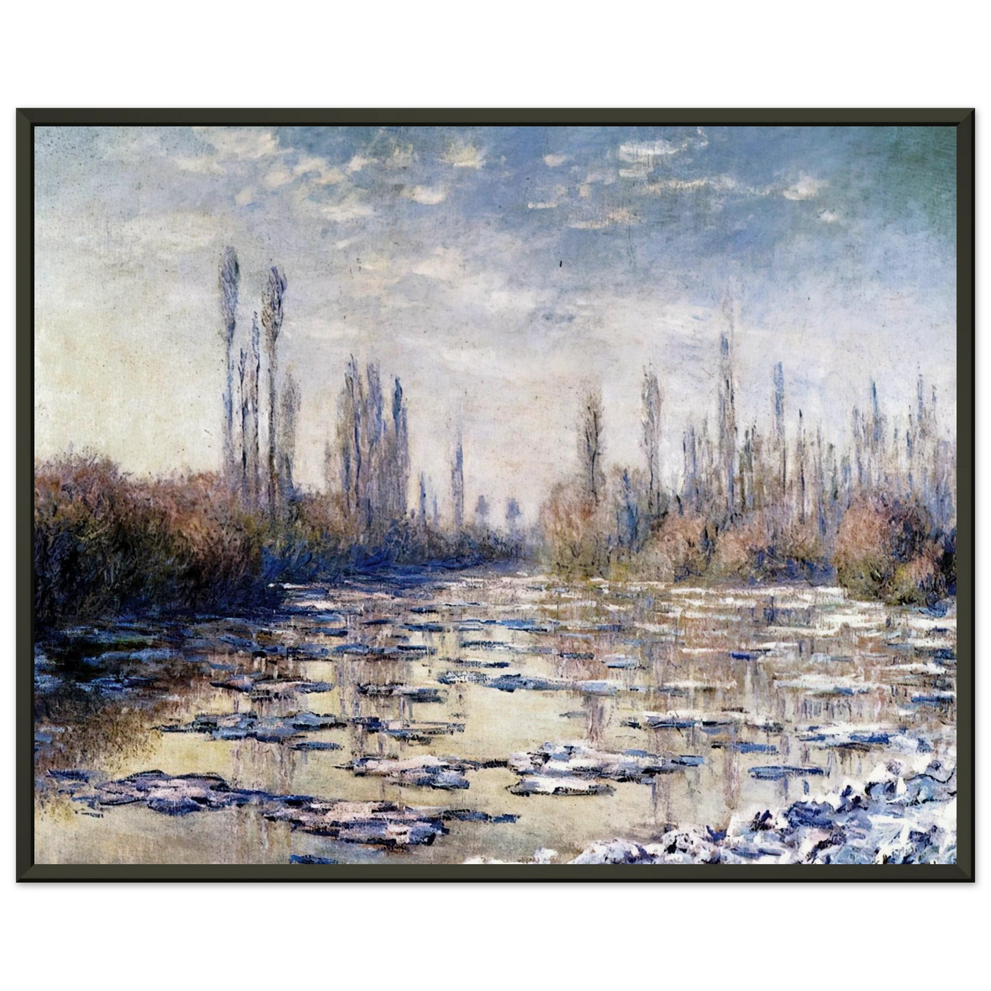 claude monet  Floating Ice Near Vetheuil Framed Art Print  - Aluminum Frame - 60x80 cm / 24x32 inches