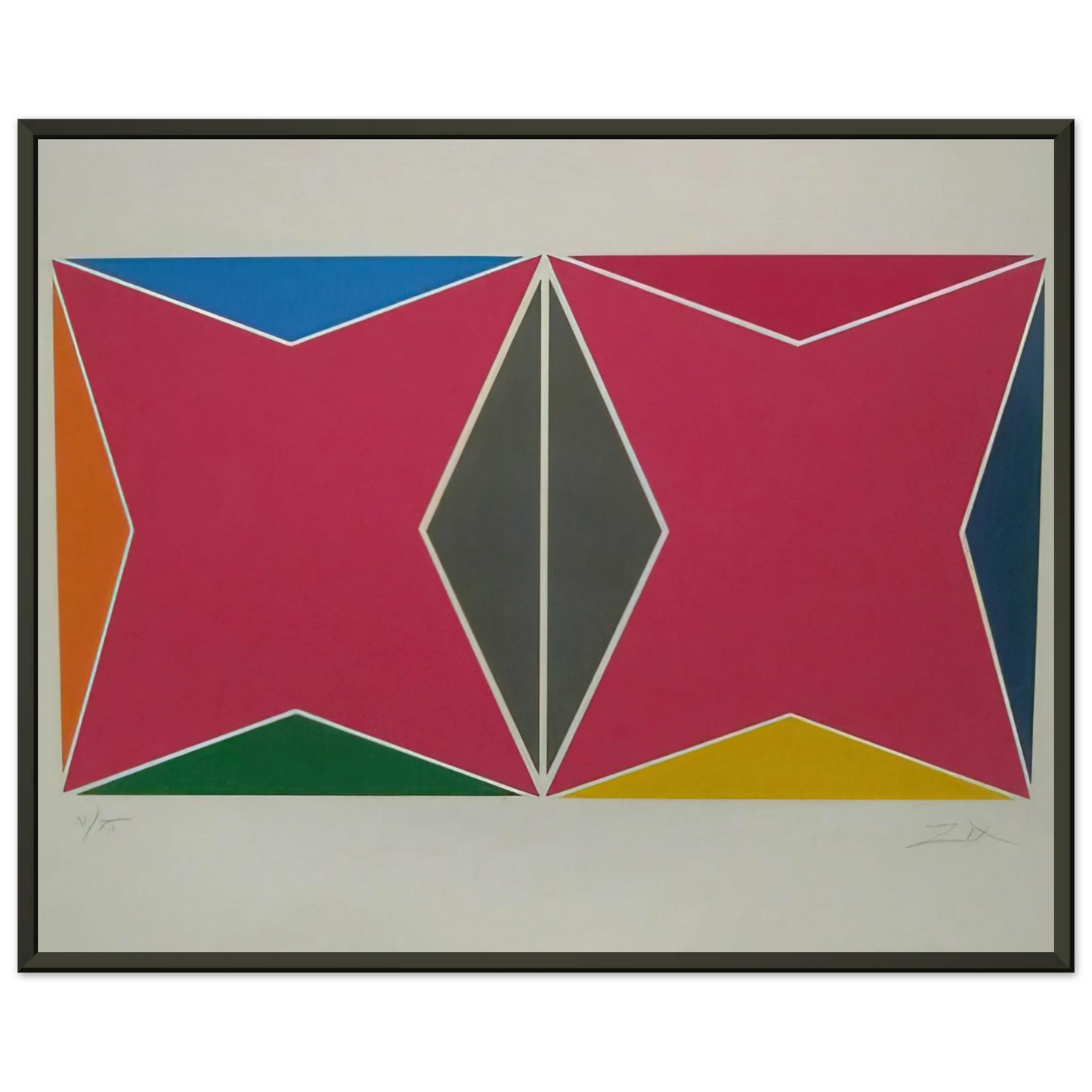Larry Zox Geometric Composition Hard Edge Painting Framed Art Print - Aluminum Frame - 40x50 cm / 16x20 inches