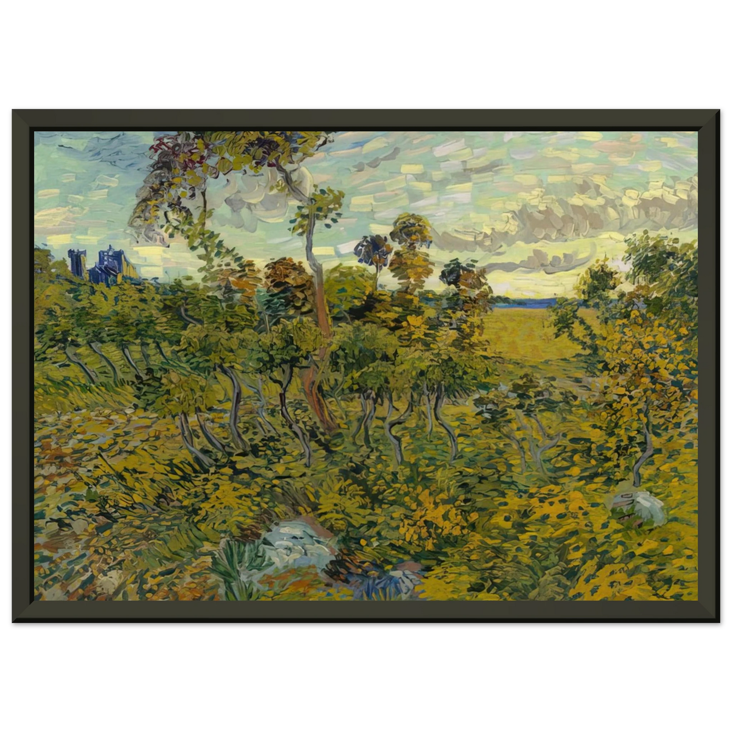 Vincent van Gogh  Sunset at Montmajour Framed Art Print  - Aluminum Frame - 70x100 cm / 28x40 inches