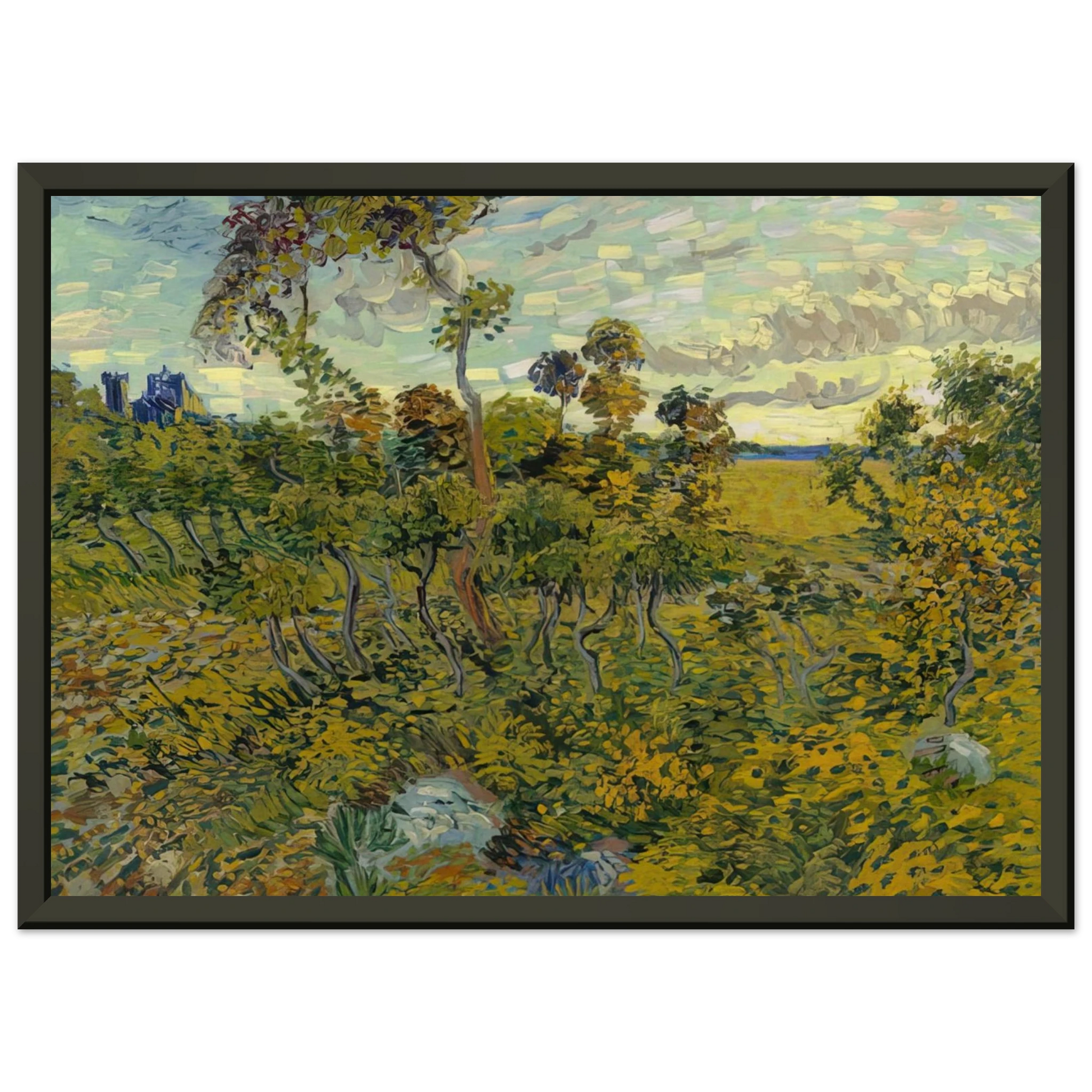 Vincent van Gogh  Sunset at Montmajour Framed Art Print  - Aluminum Frame - 70x100 cm / 28x40 inches