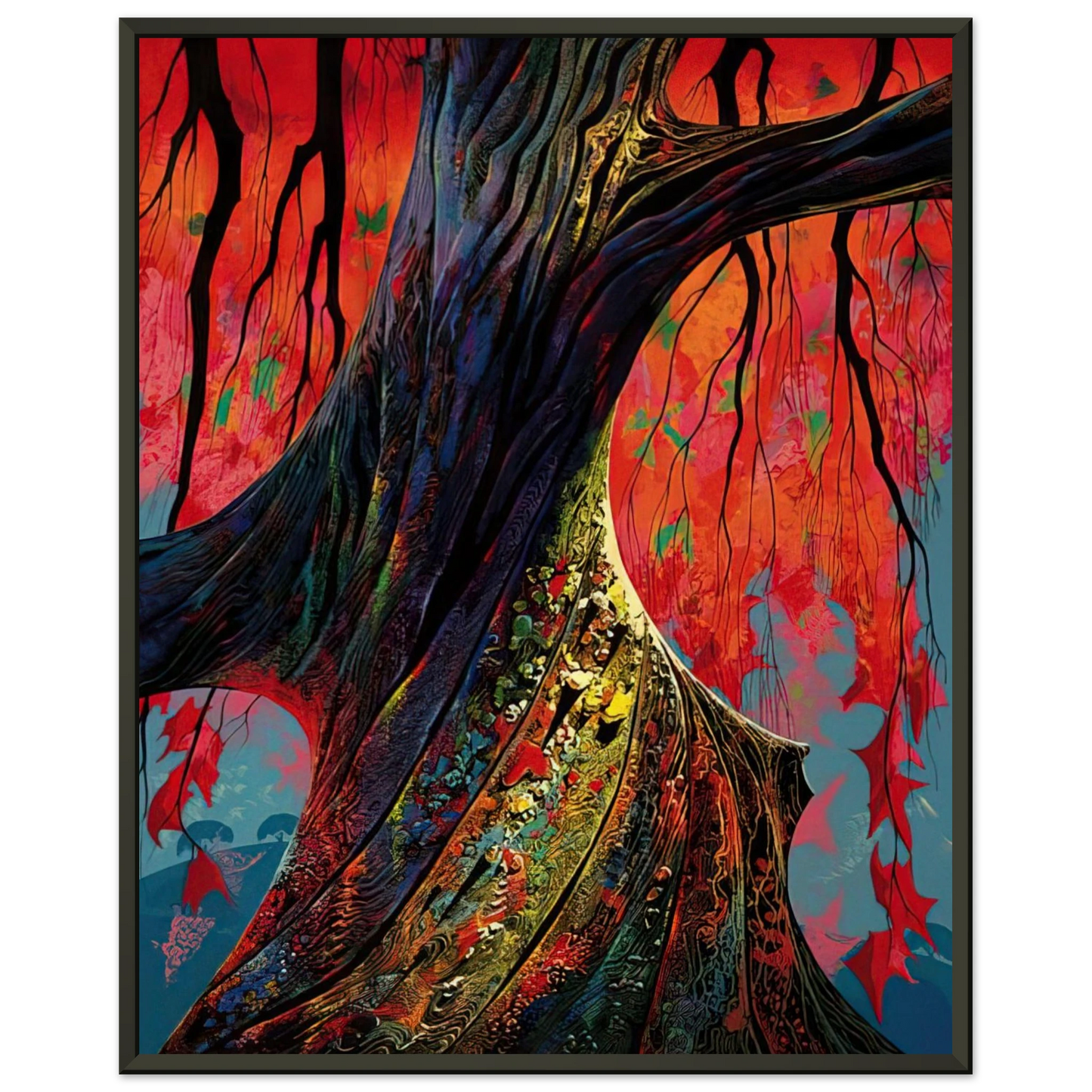 Eyvind Earle  Fire red and gold Framed Art Print  - Aluminum Frame - 60x80 cm / 24x32 inches
