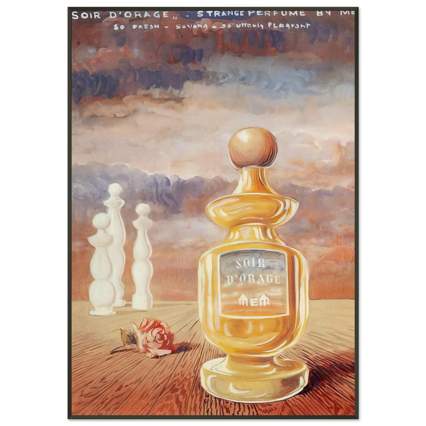 Rene Magritte SOIR D ORAGE STRANGE PERFUME BY MEM Framed Art Print - Aluminum Frame - 21x29.7 cm / 8x12"