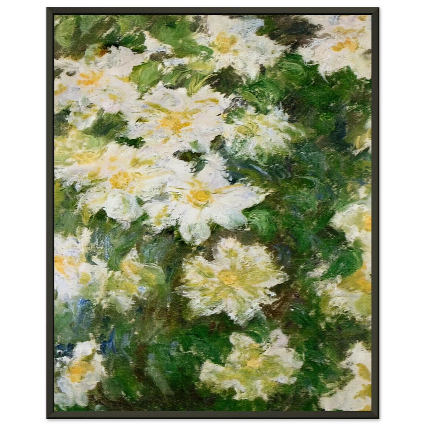 claude monet White Clematis Framed Art Print - Aluminum Frame - 40x50 cm / 16x20 inches