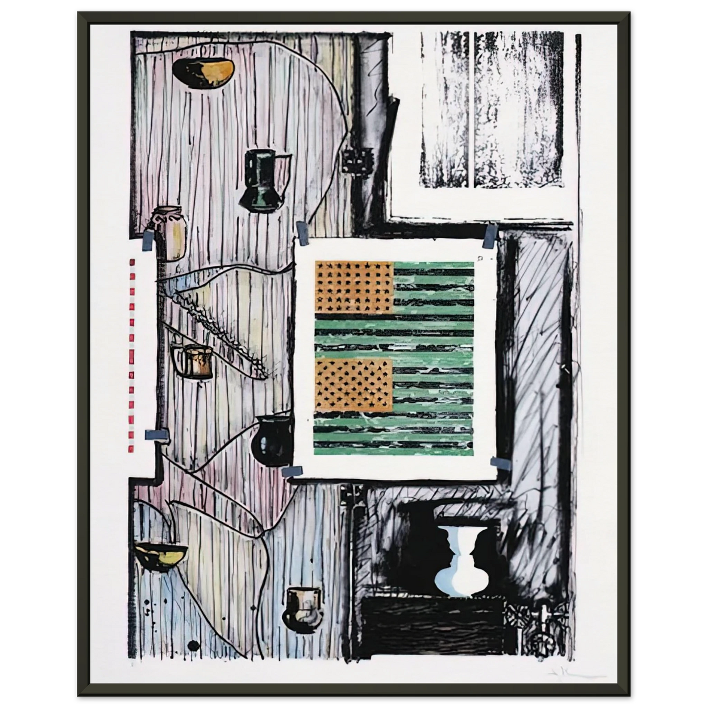 Jasper Johns VENTRILOQUIST ULAE 235 Framed Art Print - Aluminum Frame - 60x80 cm / 24x32 inches