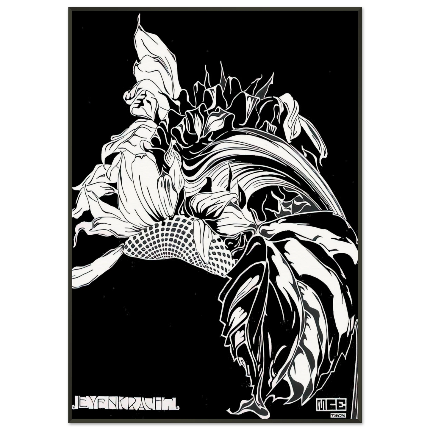 MC Escher  LIFE FORCE Framed Art Print  - Aluminum Frame - 21x29.7 cm / 8x12"