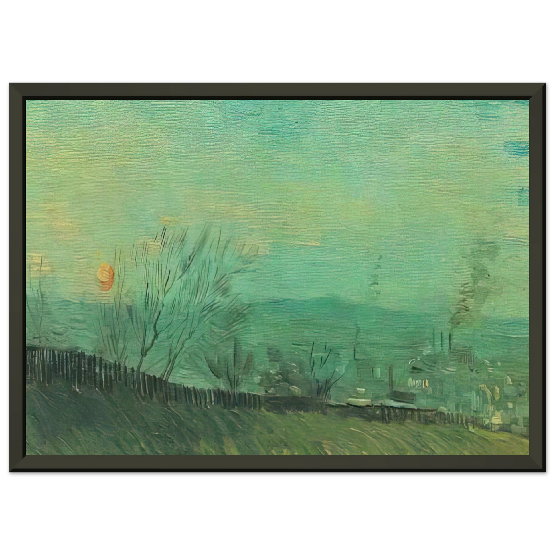 Vincent van Gogh  Factories Seen from a Hillside in Moonlight Framed Art Print  - Aluminum Frame - 40x50 cm / 16x20 inches