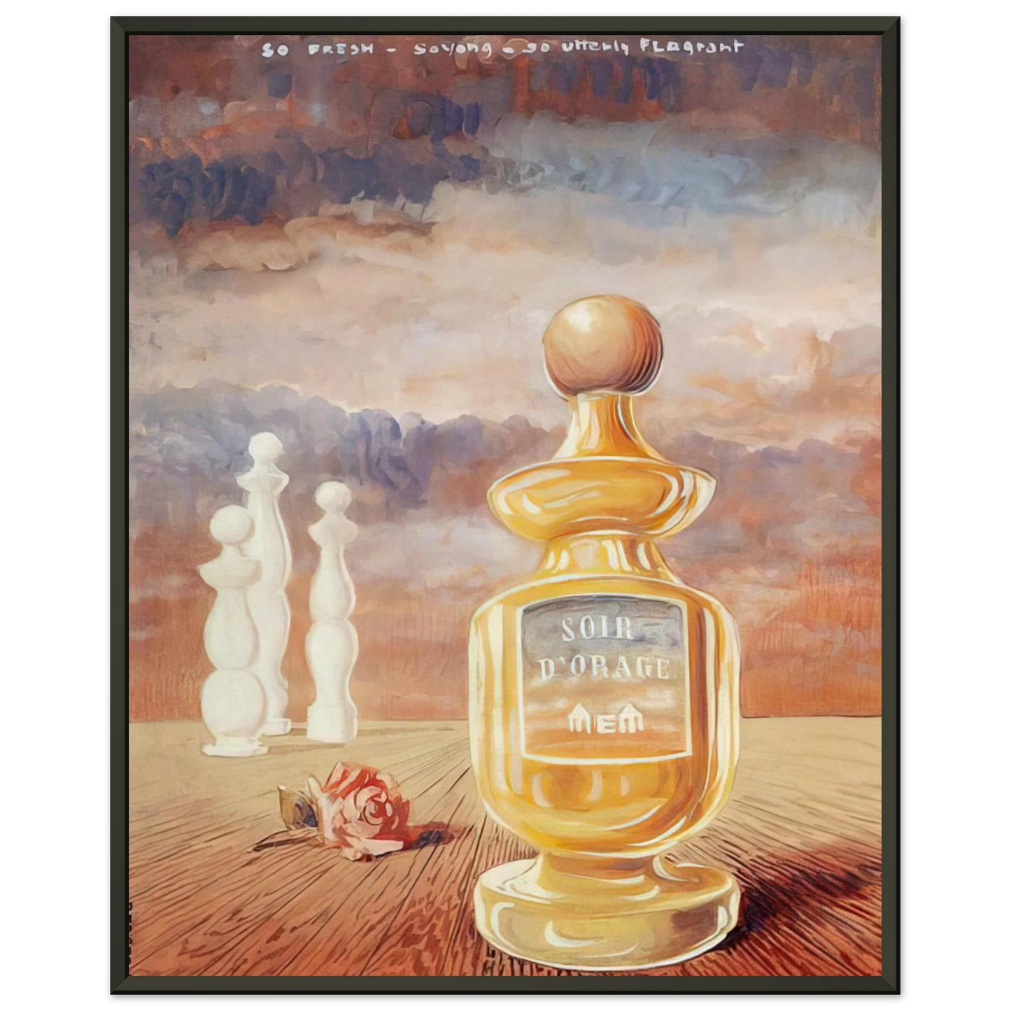 Rene Magritte SOIR D ORAGE STRANGE PERFUME BY MEM Framed Art Print - Aluminum Frame - 60x80 cm / 24x32 inches